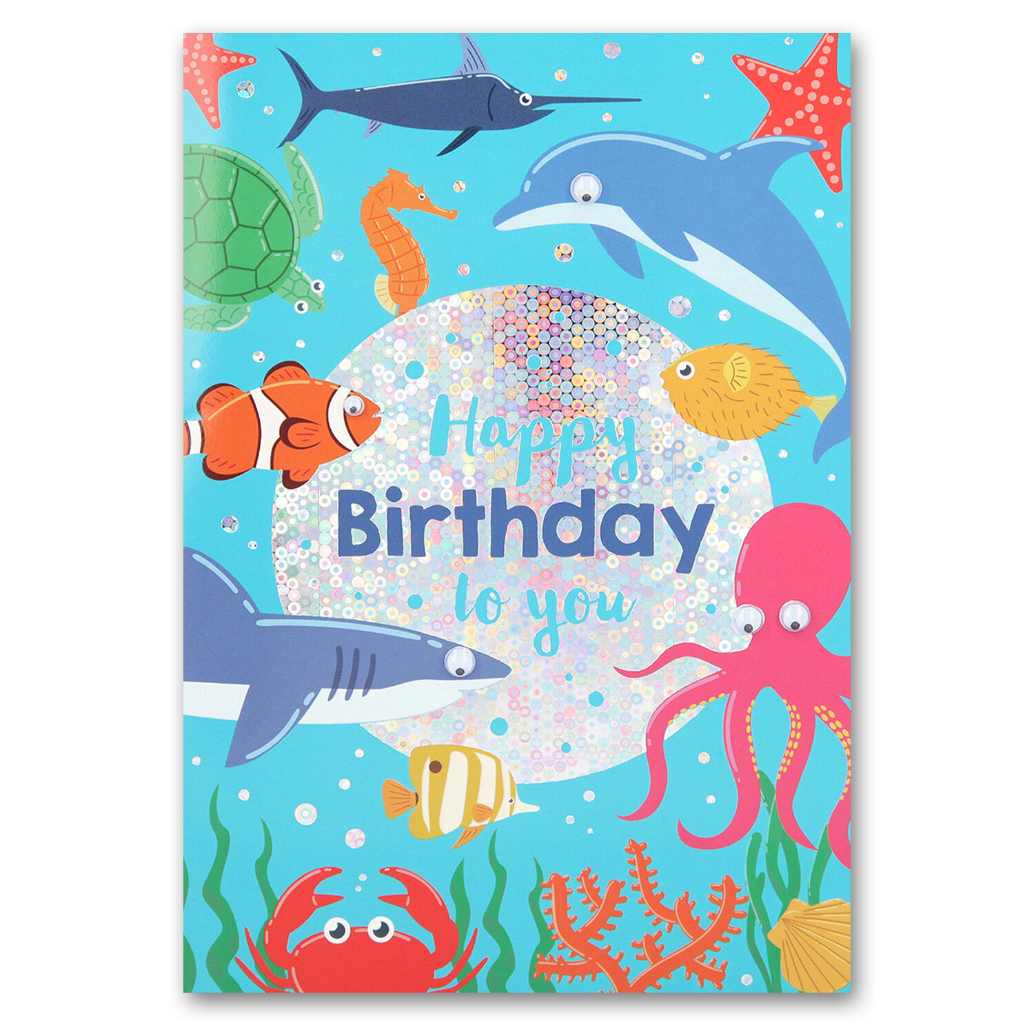 Grußkarte DIN A6, Happy Birthday to you, Bunte Unterwasserwelt- Ideal passend zu unseren Ballongrüßen