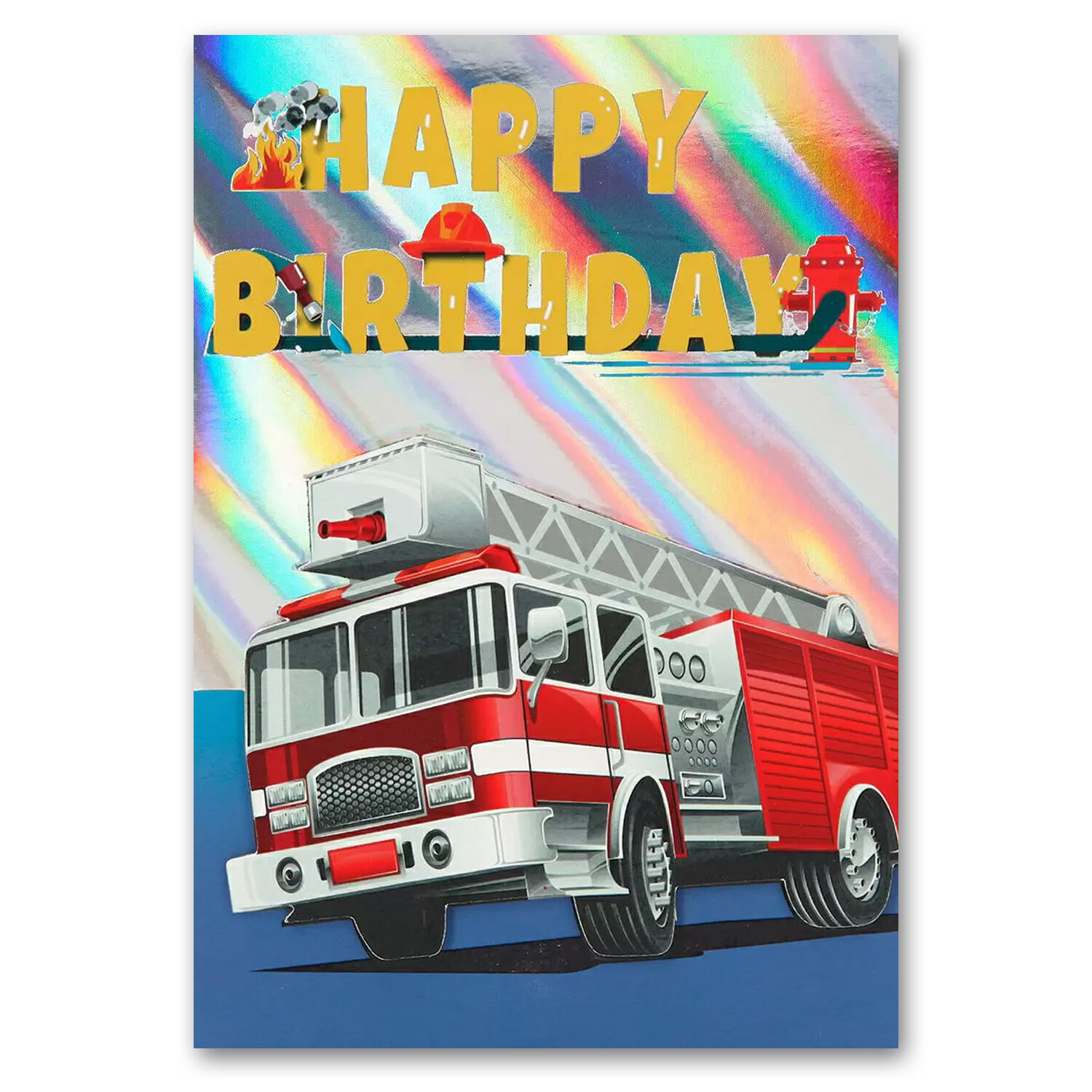 Grußkarte DIN A6, Happy Birthday, Feuerwehrauto - Ideal passend zu unseren Ballongrüßen
