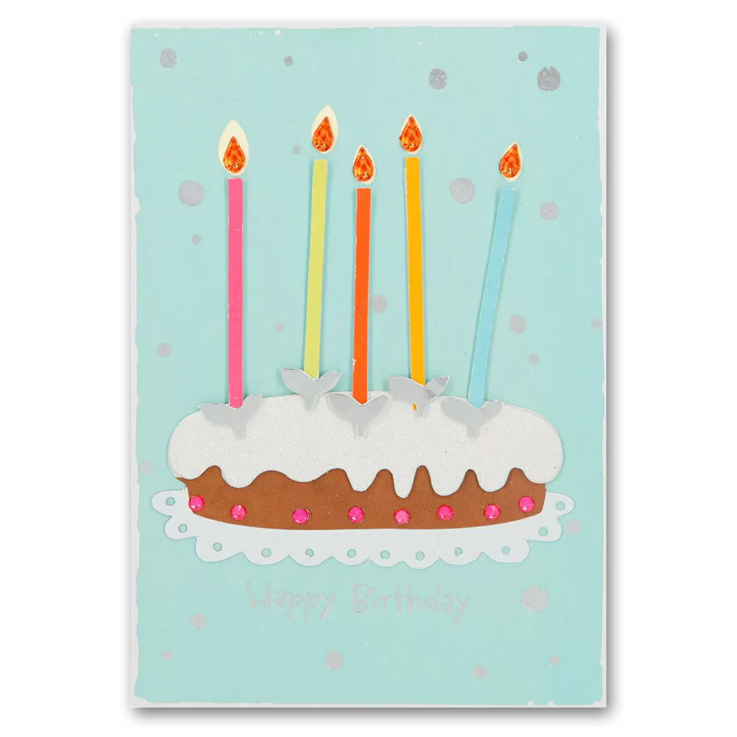 Grukarte DIN A6, Happy Birthday, Geburtstagstorte mit Kerzen - Ideal passend zu unseren Ballongren