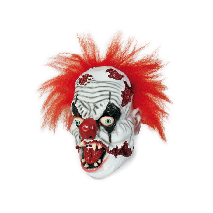Latex 3/4 Maske Horror-Clown weiß-schwarz 