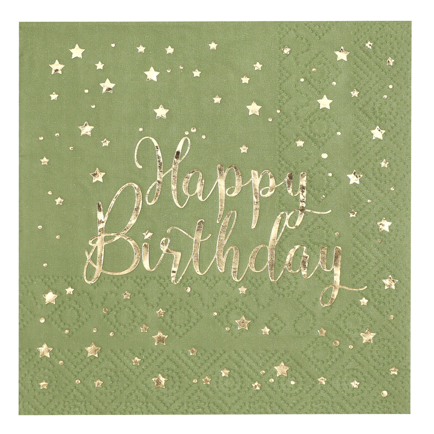 Serviette Happy Birthday, Olivgr�n, 25 x 25 cm, 20 St�ck