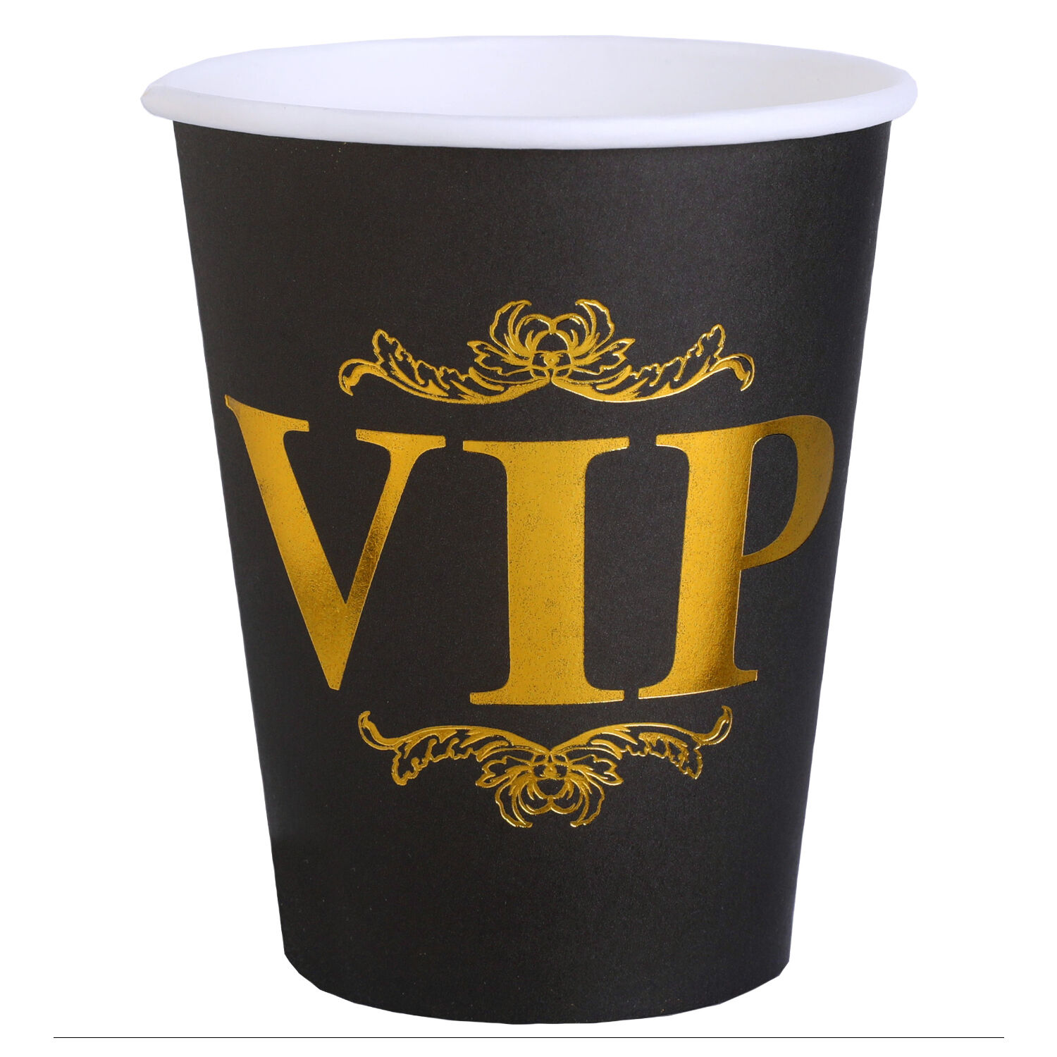 Becher VIP Krone, Schwarz, � 7.8 x 9.7 cm / 27cl, 10 St�ck