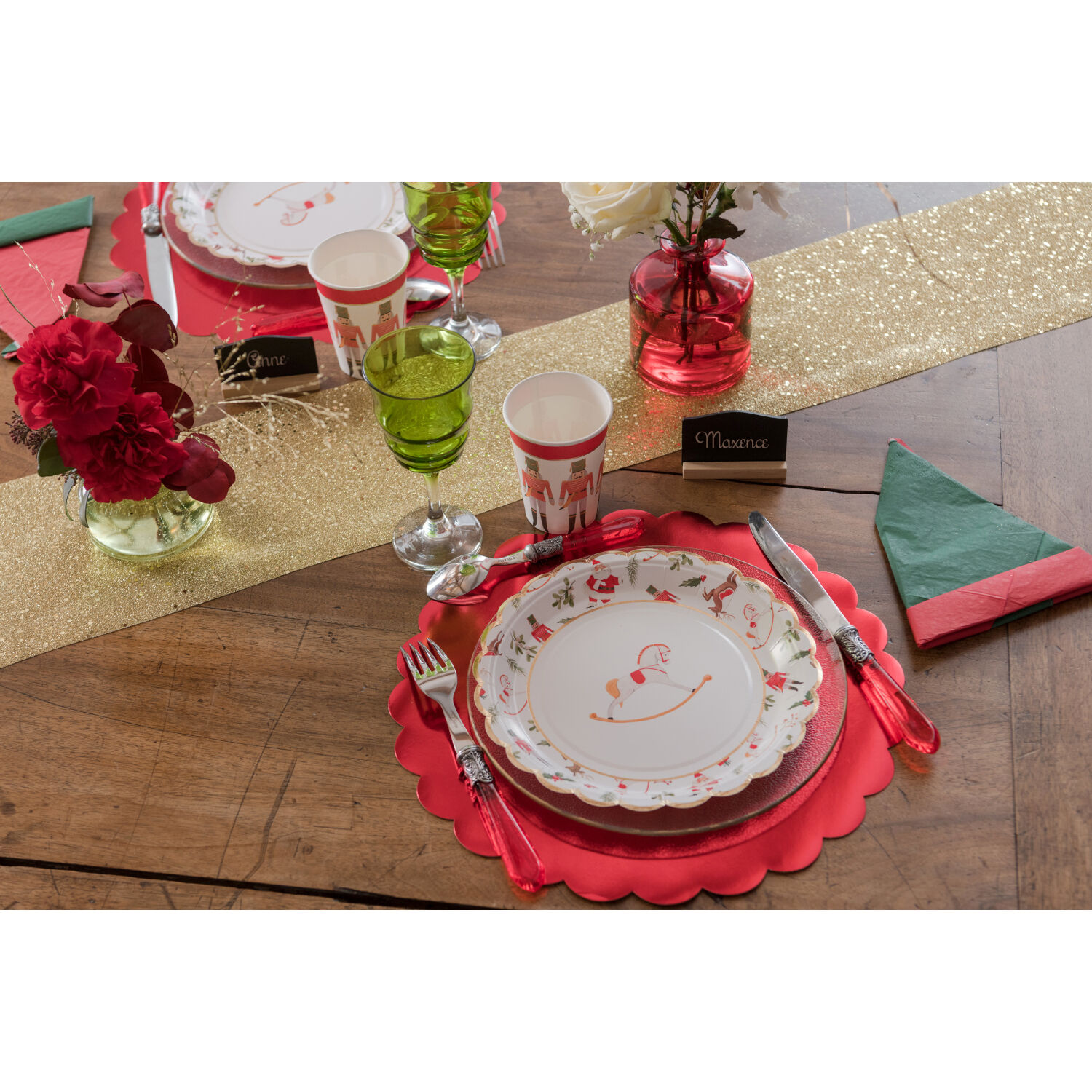 Tischl�ufer glitzernd, Gold, 18 cm, Rolle 5m Bild 2