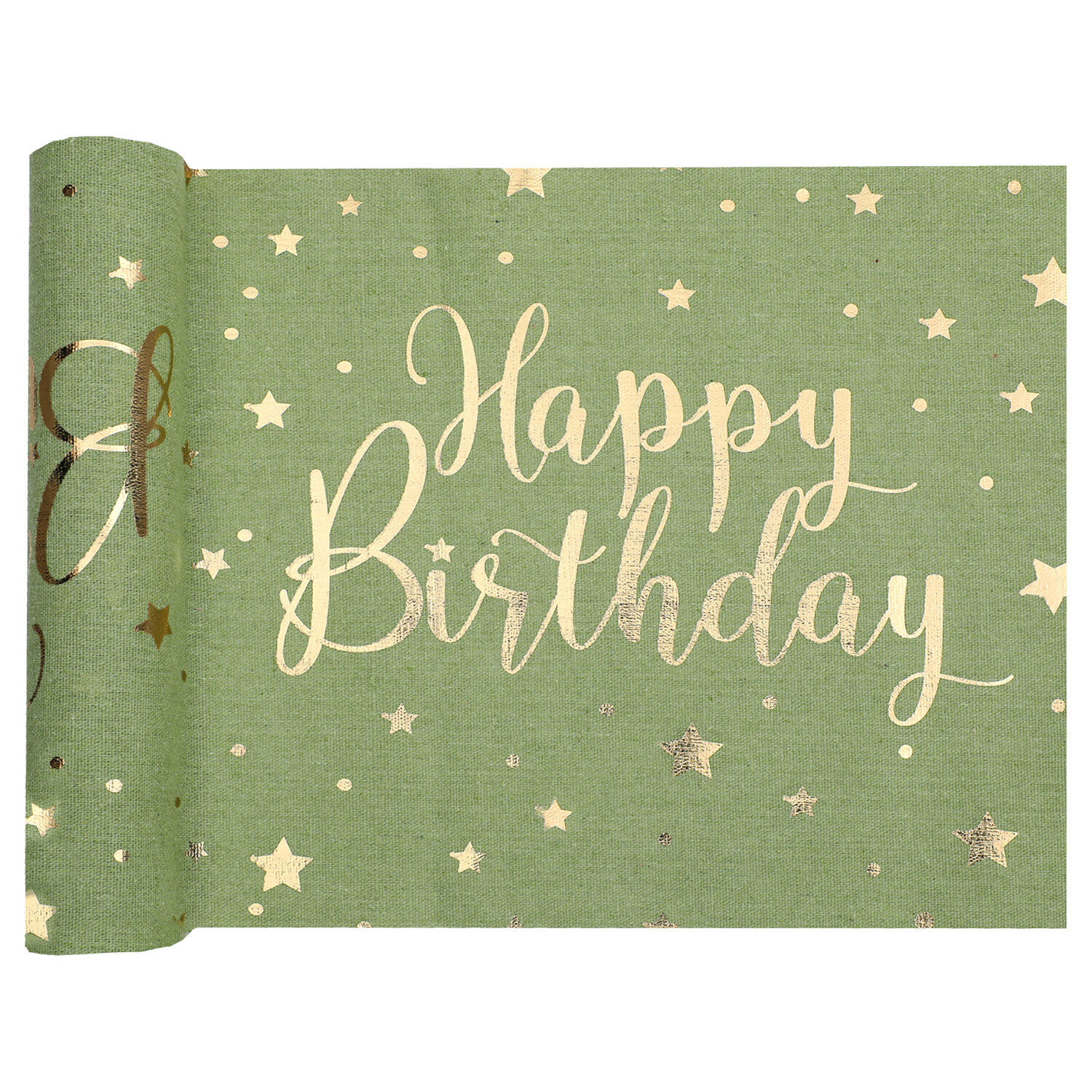 Tischl�ufer Happy Birthday, Olivgr�n, 28 cm, L�nge 300cm