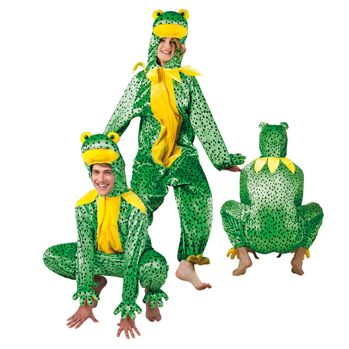 Damen- und Herren-Kostüm Overall Frosch, Gr. XL bis 190cm Körpergröße - Plüschkostüm, Tierkostüm