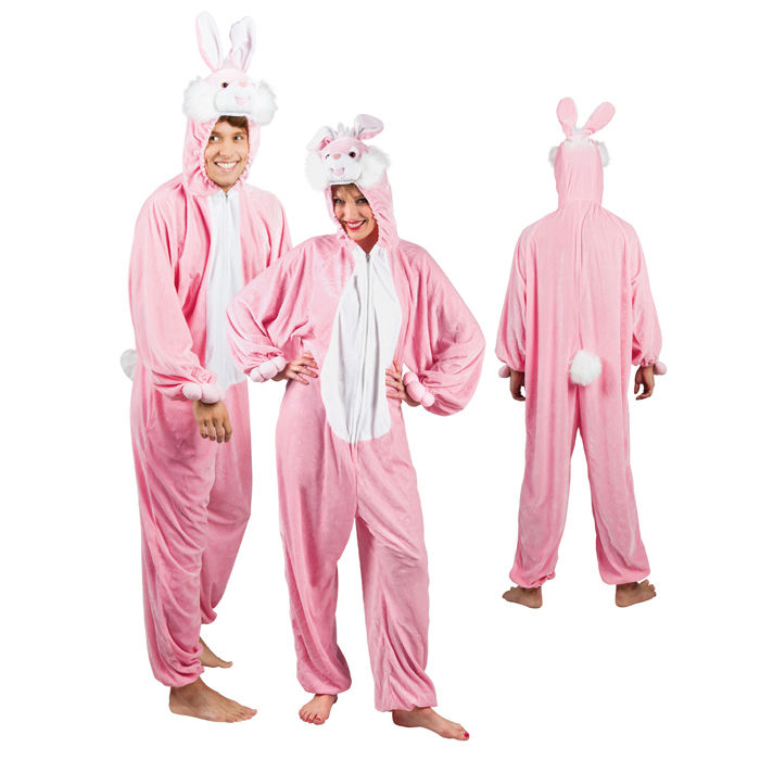Damen- und Herren-Kostüm Overall Kaninchen, Gr. M-L bis 180cm Körpergröße - Plüschkostüm, Tierkostüm