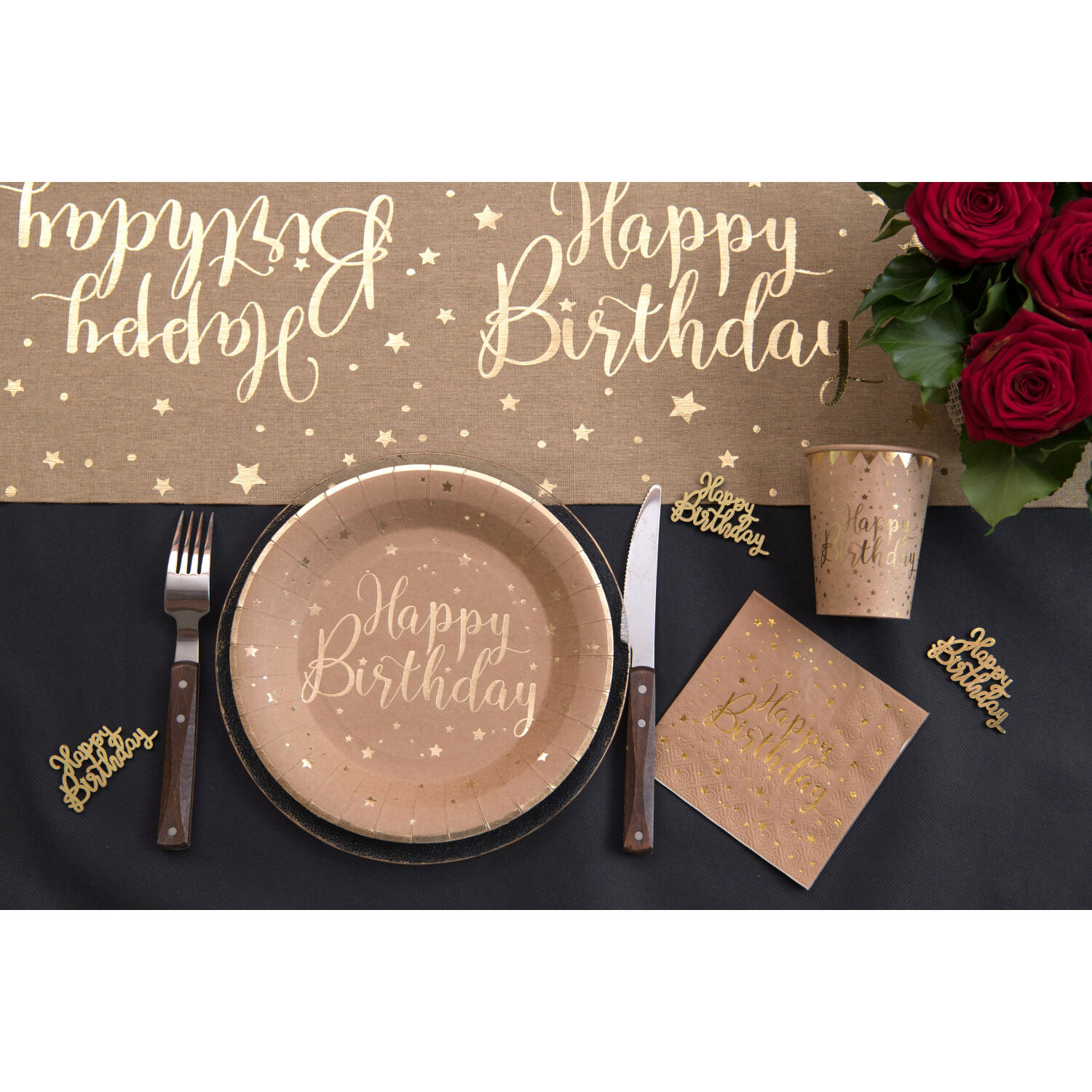 Serviette Happy Birthday, Kraft, 25 x 25 cm, 20 St�ck Bild 2