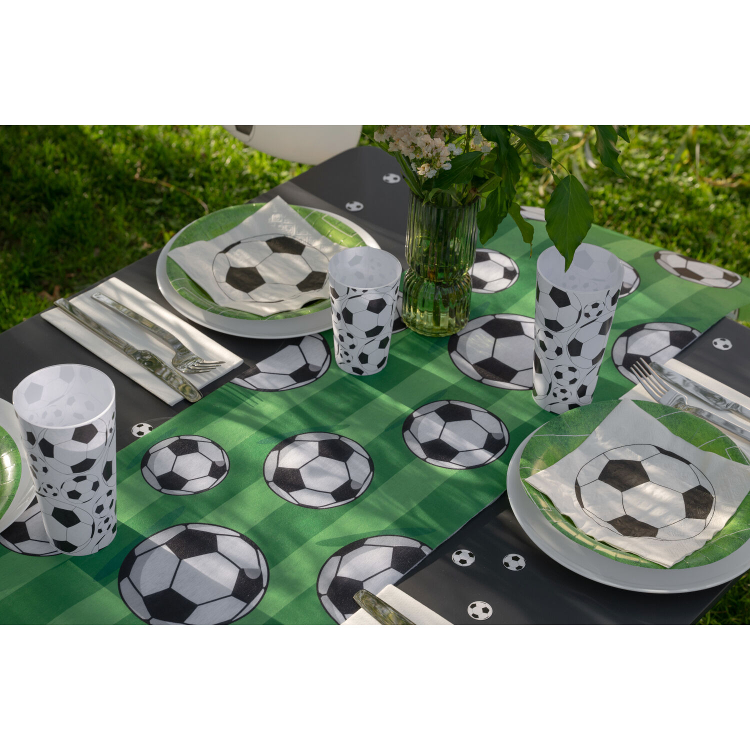 Tischl�ufer Fussball, Gr�n, 30 cm, L�nge 250cm Bild 3