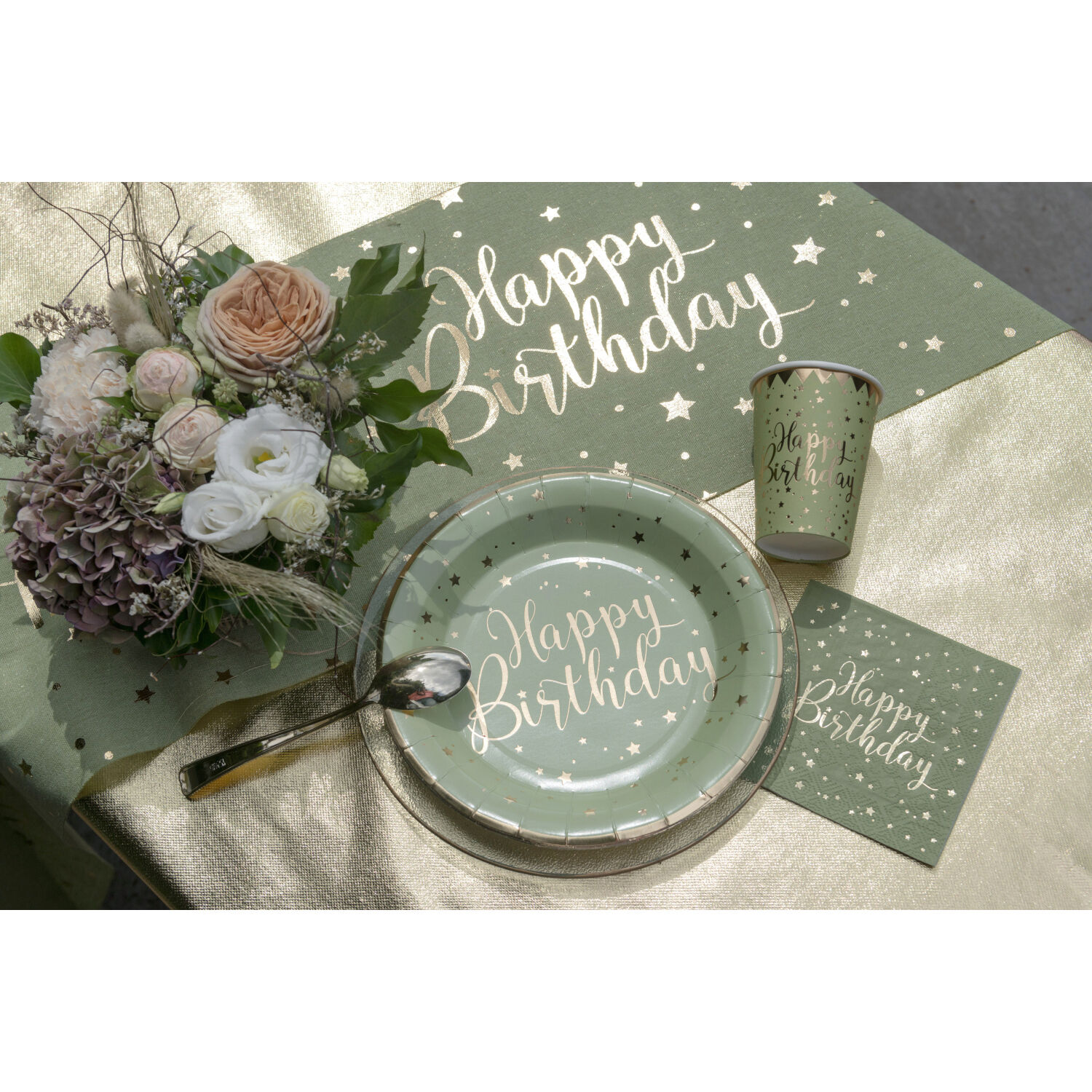 Serviette Happy Birthday, Olivgr�n, 25 x 25 cm, 20 St�ck Bild 2