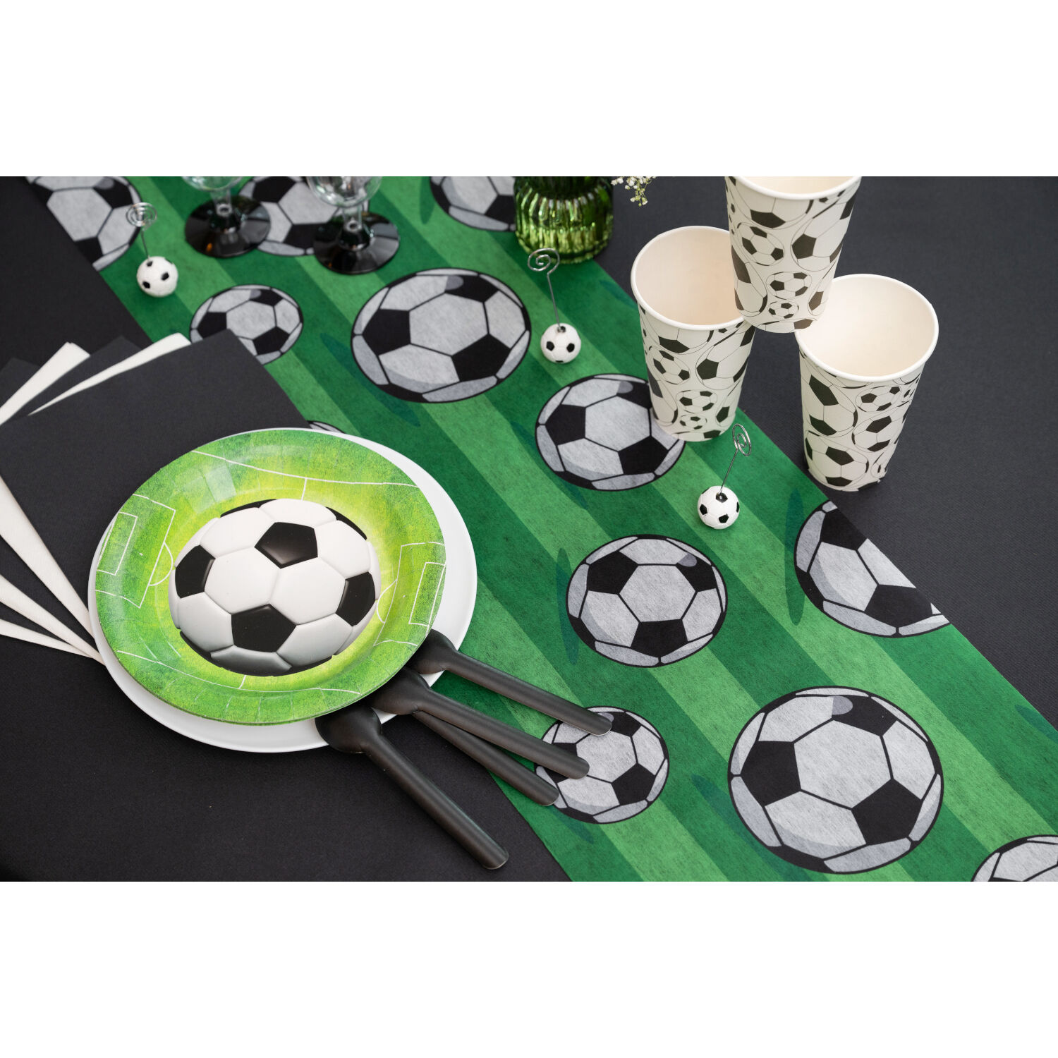 Tischl�ufer Fussball, Gr�n, 30 cm, L�nge 250cm Bild 2