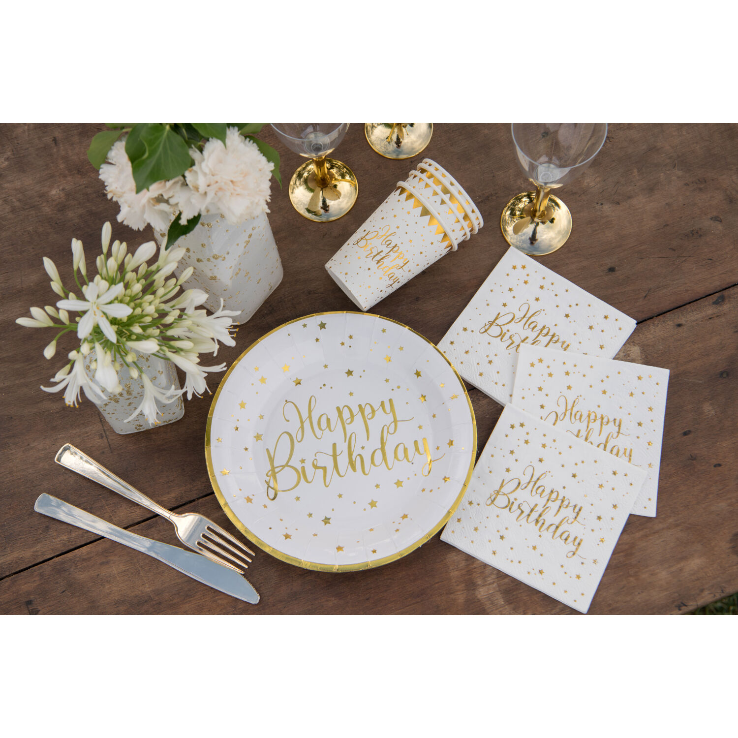 Serviette Happy Birthday, Weiss, 25 x 25 cm, 20 St�ck Bild 2