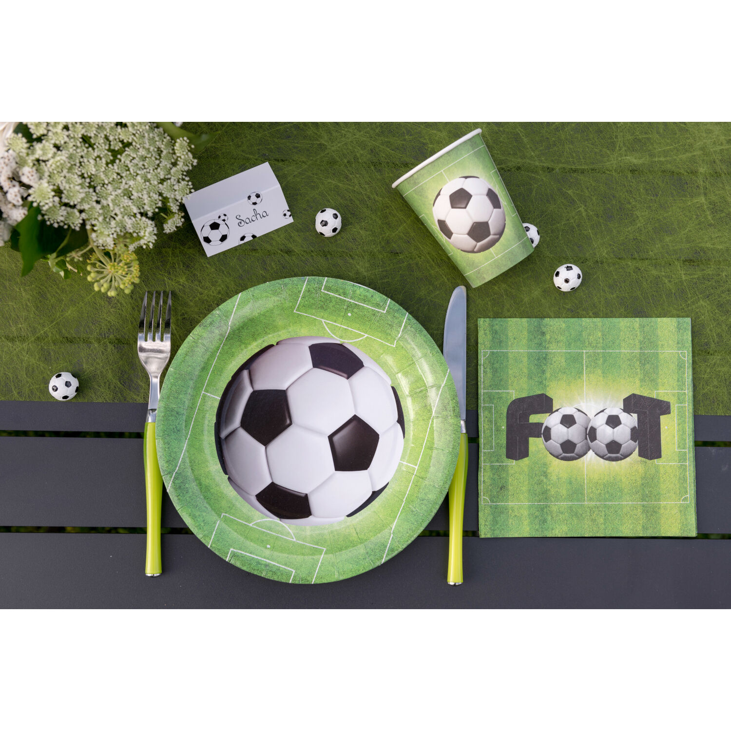 Becher Fussball, Gr�n, � 7.8 x 9.7 cm / 27cl, 10 St�ck Bild 2