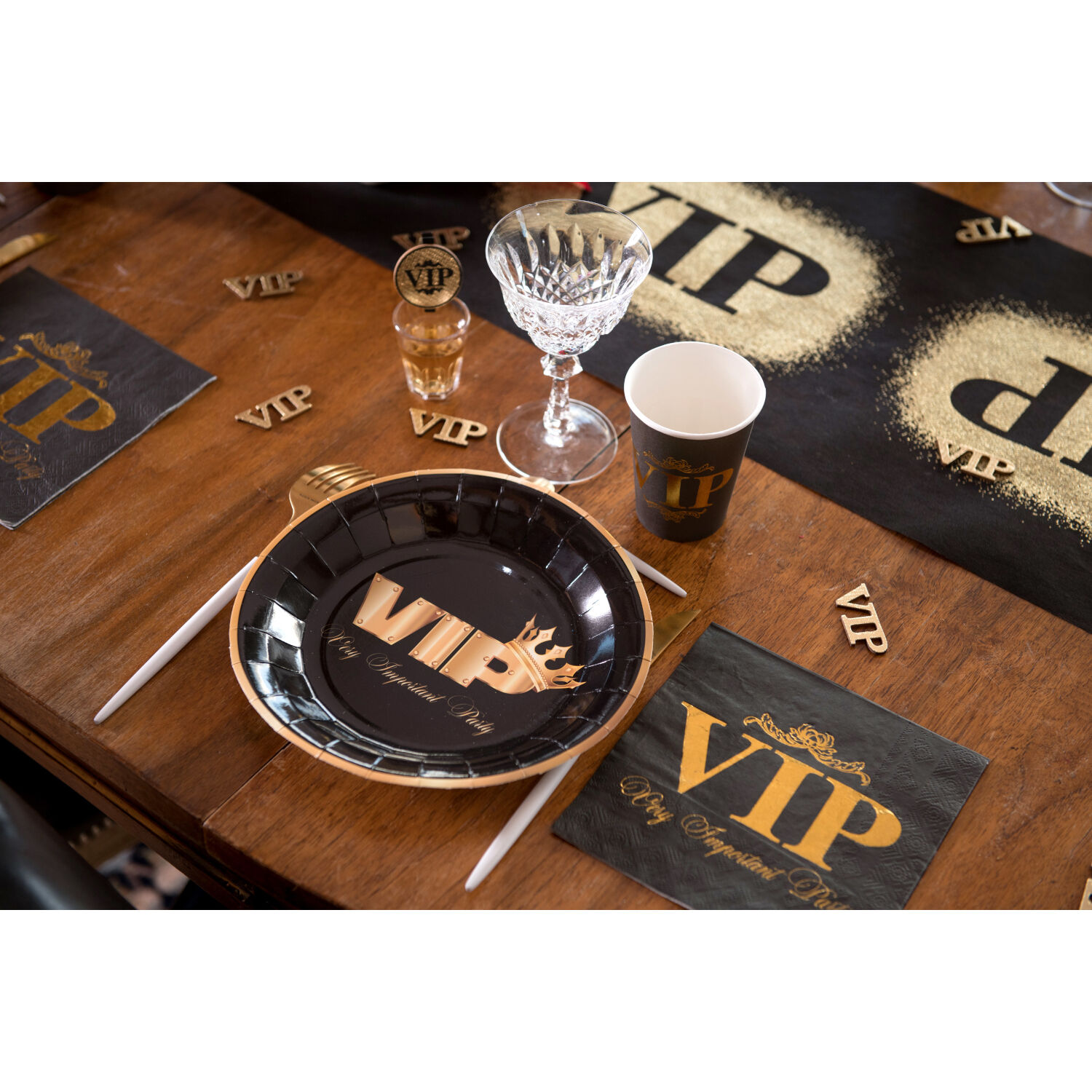 Becher VIP Krone, Schwarz, � 7.8 x 9.7 cm / 27cl, 10 St�ck Bild 2