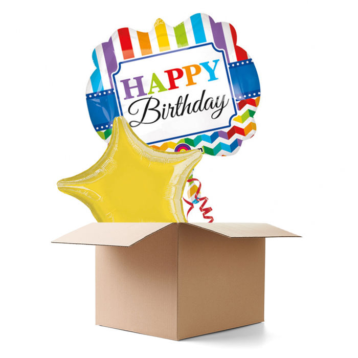 Ballongrsse Happy-Birthday / Herzlichen Glckwunsch Bright Stripe XL, 2 Ballons