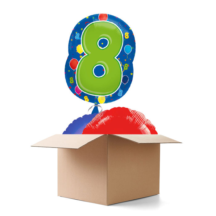Ballongre Happy Birthday, Zahl 8th, 3 Ballons