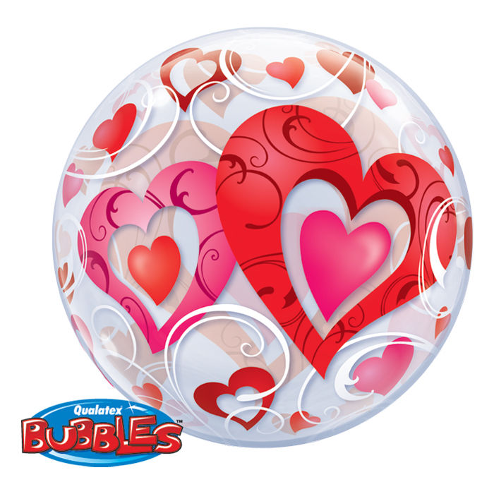 Luftballon Helium-Bubble Hearts, ca. 56 cm