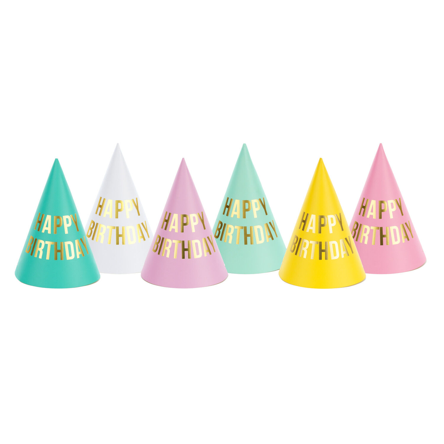 Partyh�te Happy Birthday / Geburtstag � Farbig sortiert � 16 cm � 6 St�ck