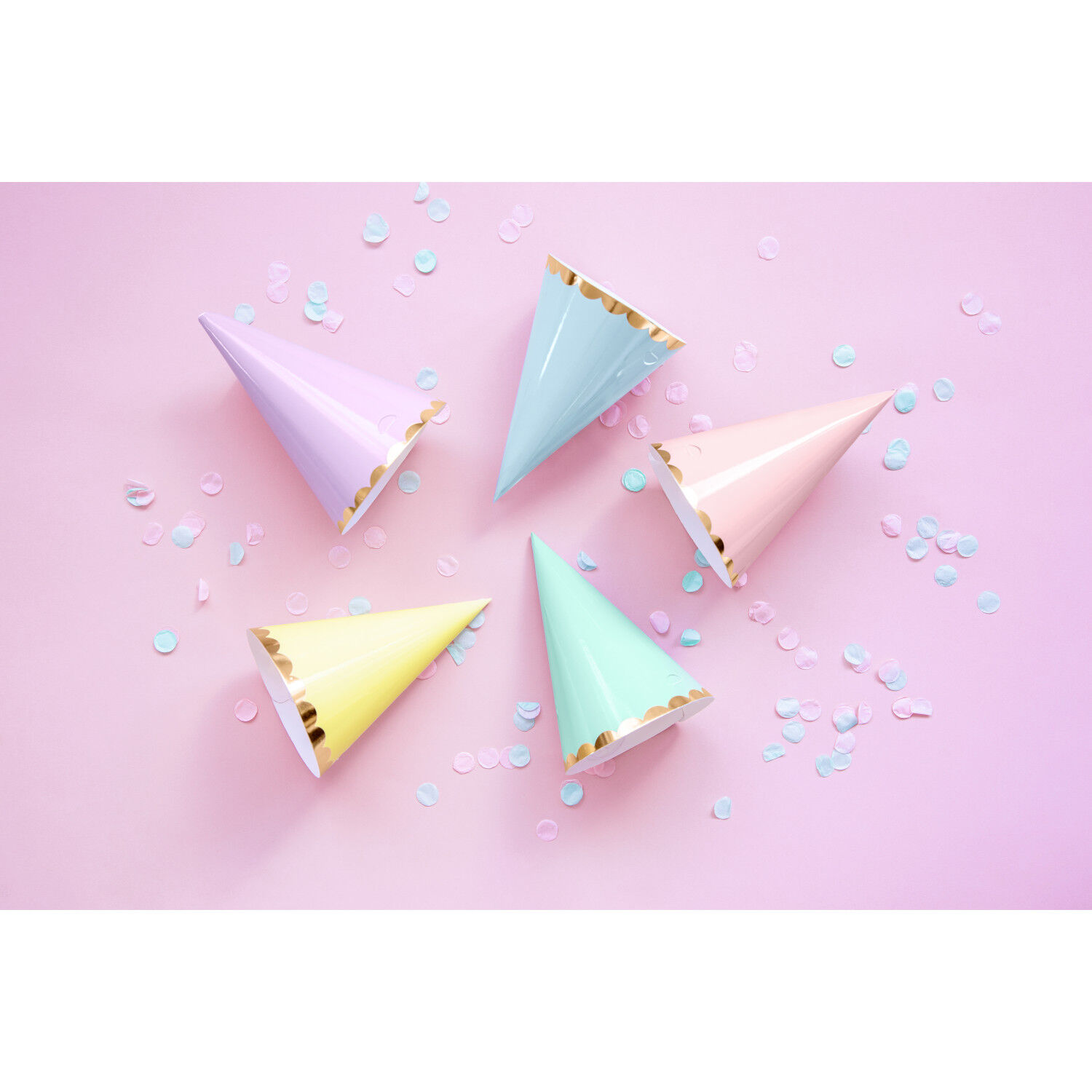 Partyh�te Yummy mit Goldrand� Farbig sortiert � 16 cm � 6 St�ck Bild 3