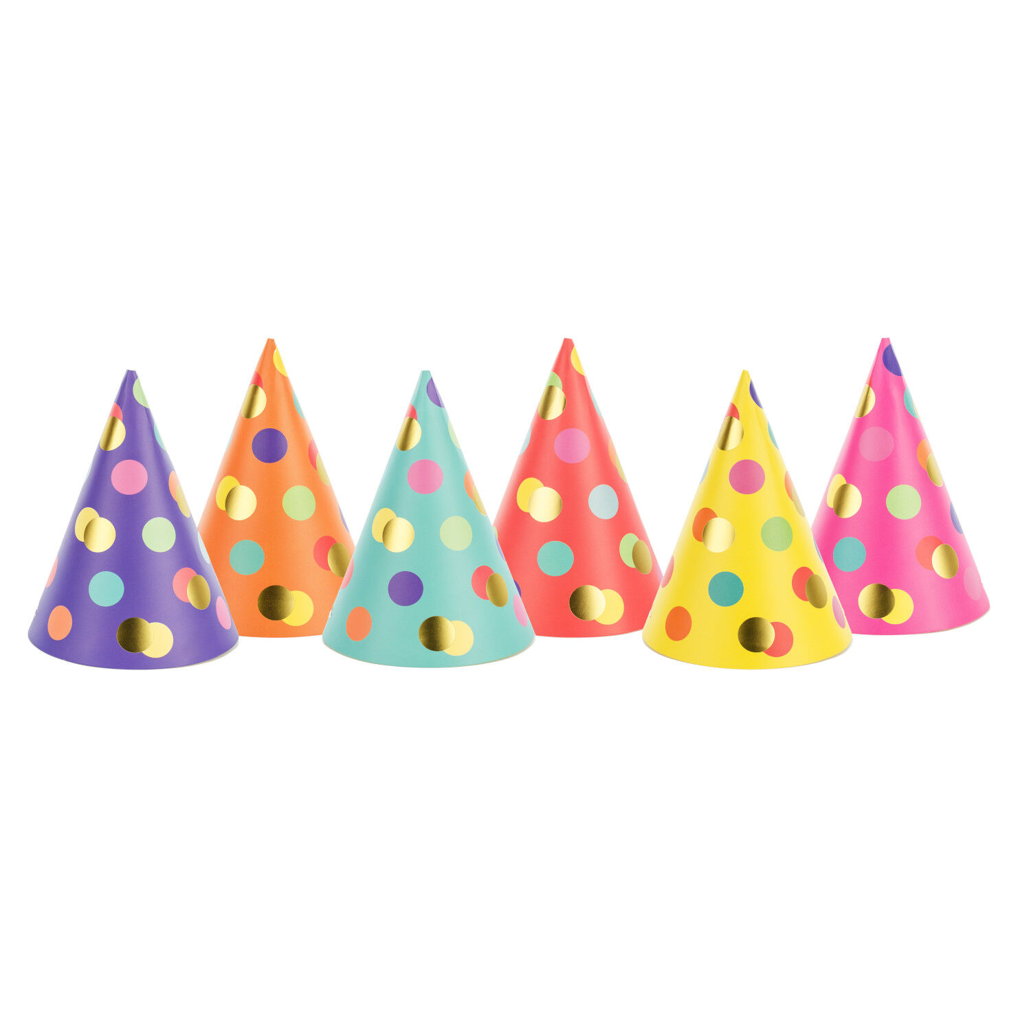 Partyh�te Punkte � Farbig sortiert � 16 cm � 6 St�ck