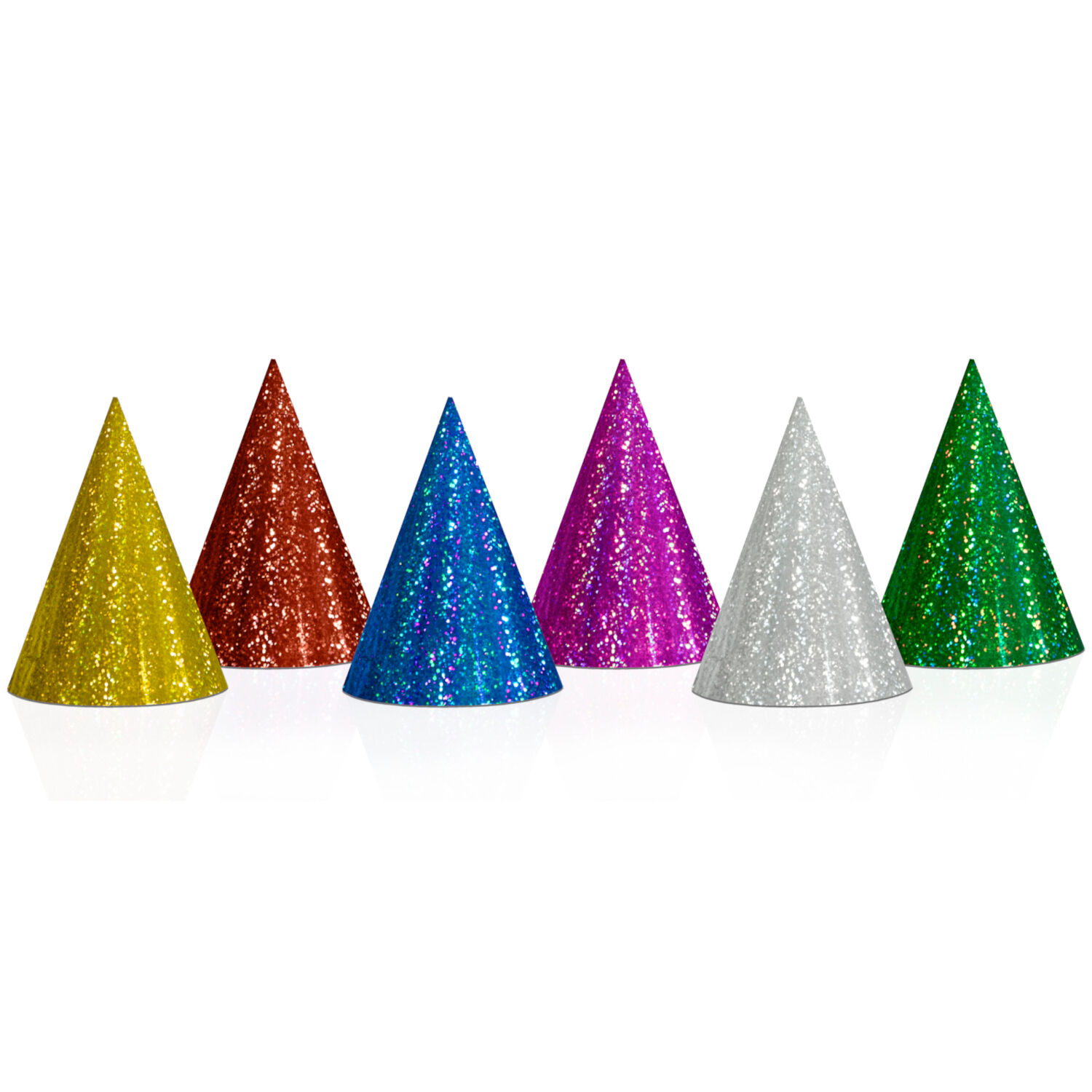 Partyh�te Holografisch - Farbig sortiert, 16 cm, 20 St�ck