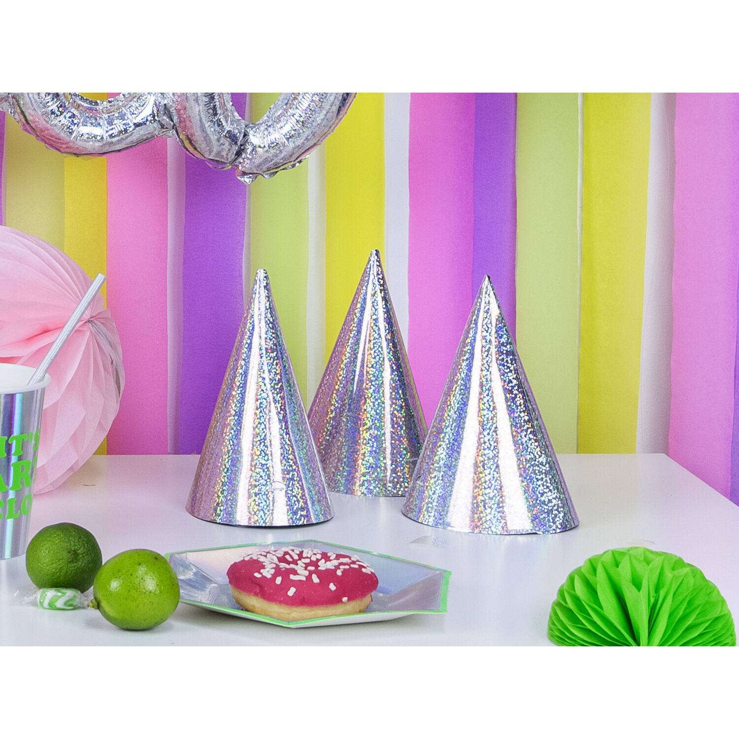 Partyh�te Holografisch - Farbig sortiert, 16 cm, 20 St�ck Bild 2