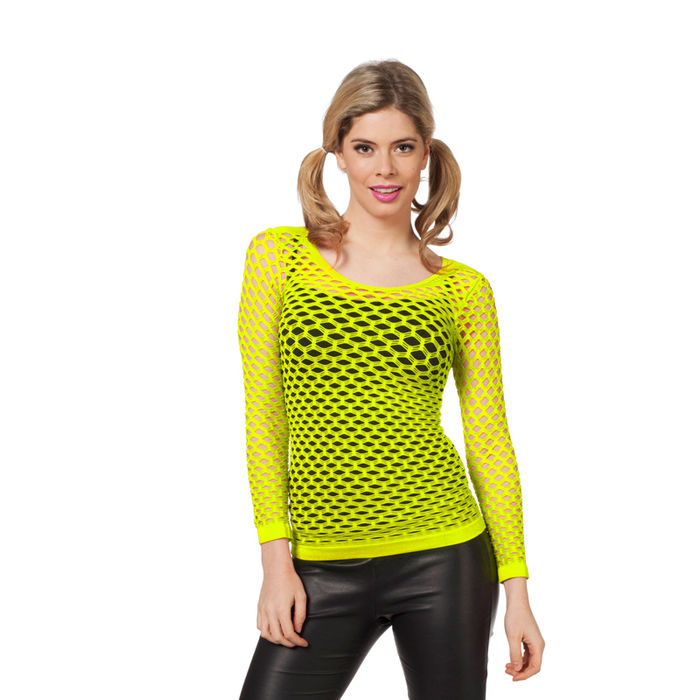 Damen-Netz-Shirt, gelb, Einheitsgröße