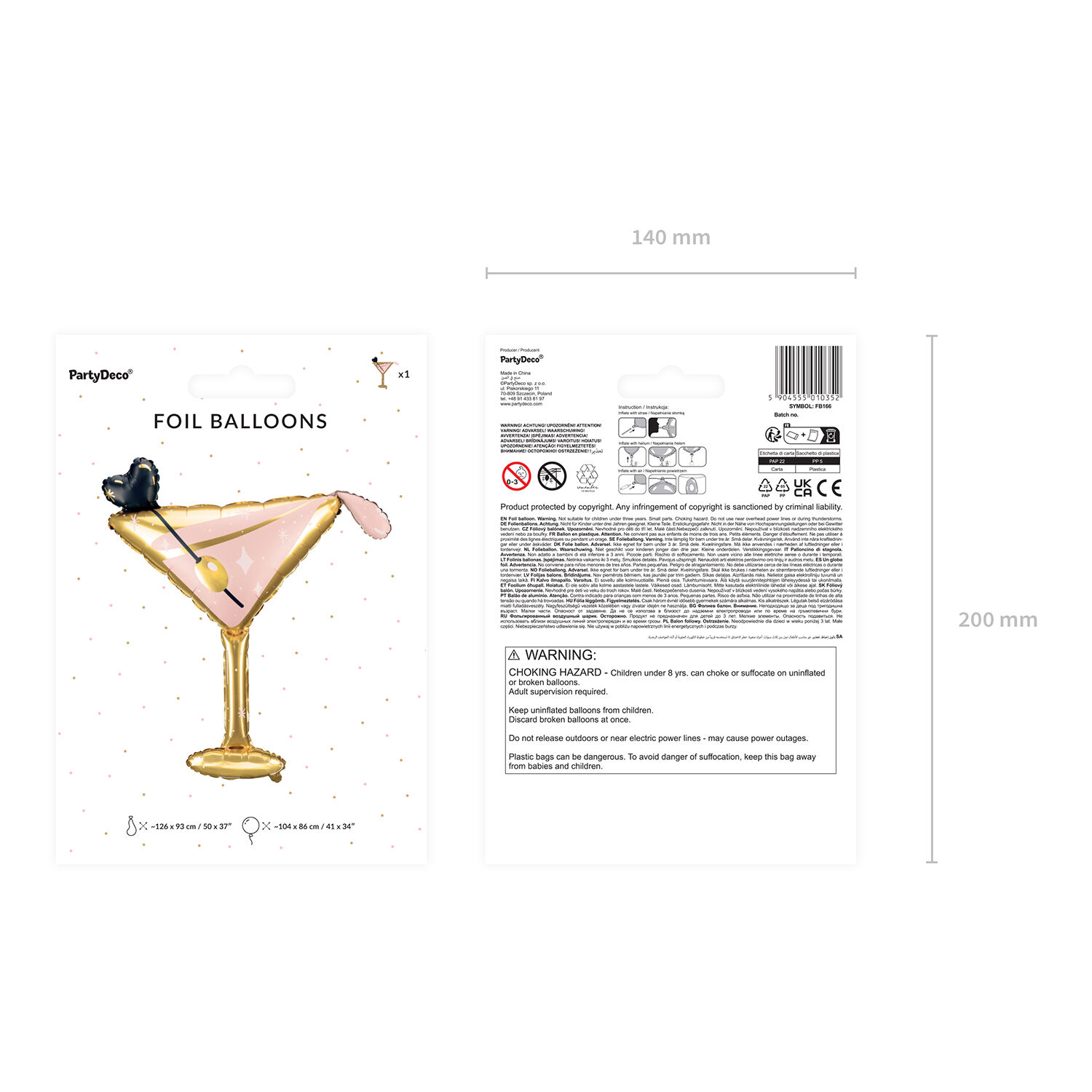 Folienballon Cocktail-Glas - 126 x 93 cm Bild 3