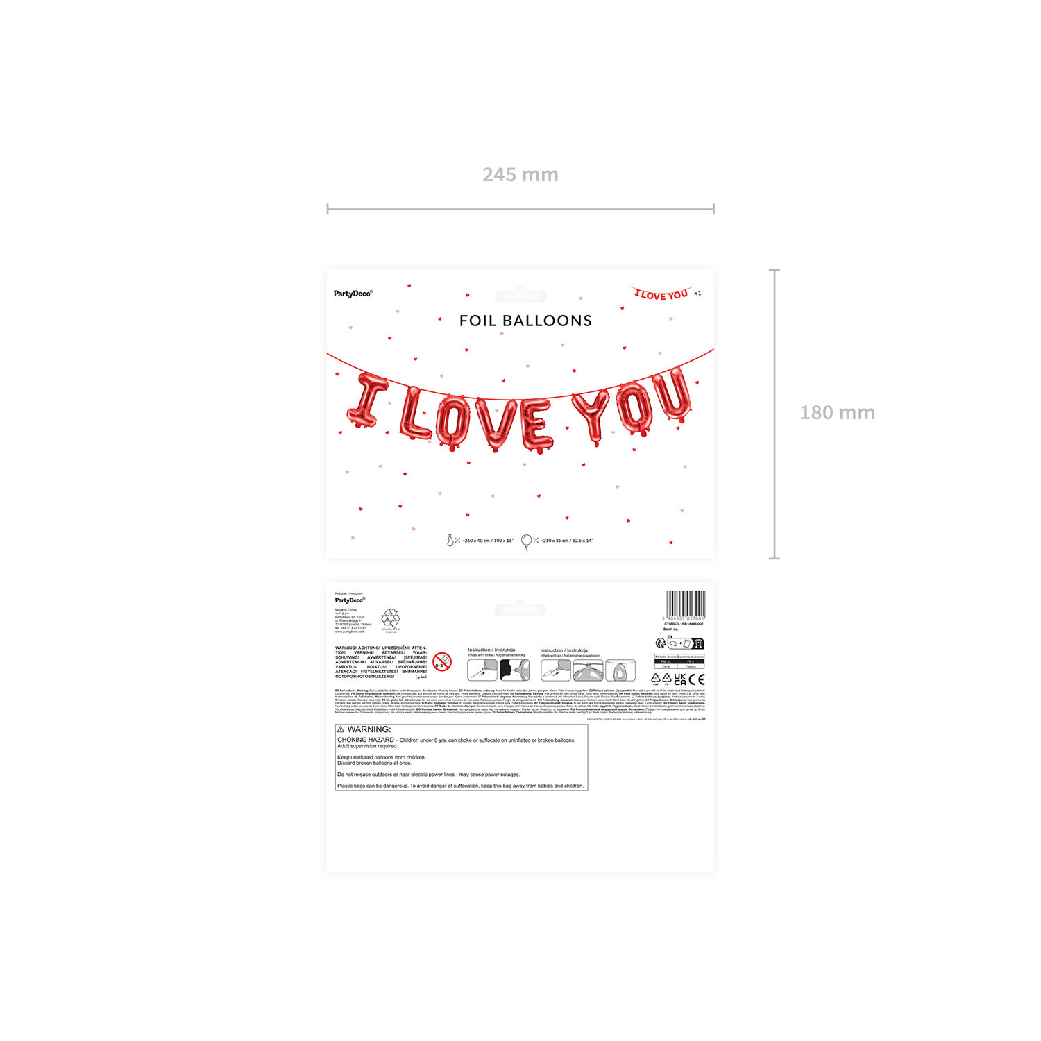 Folienballon I Love You - 260 � 40 cm - Rot Bild 3