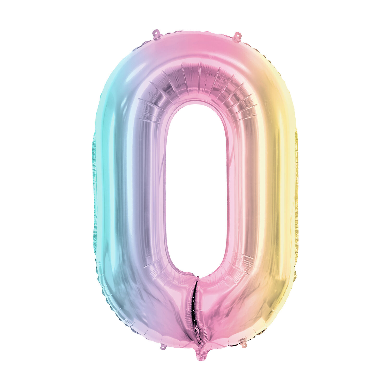 Folienballon Zahl 0 - 86 cm - Pastell Regenbogen