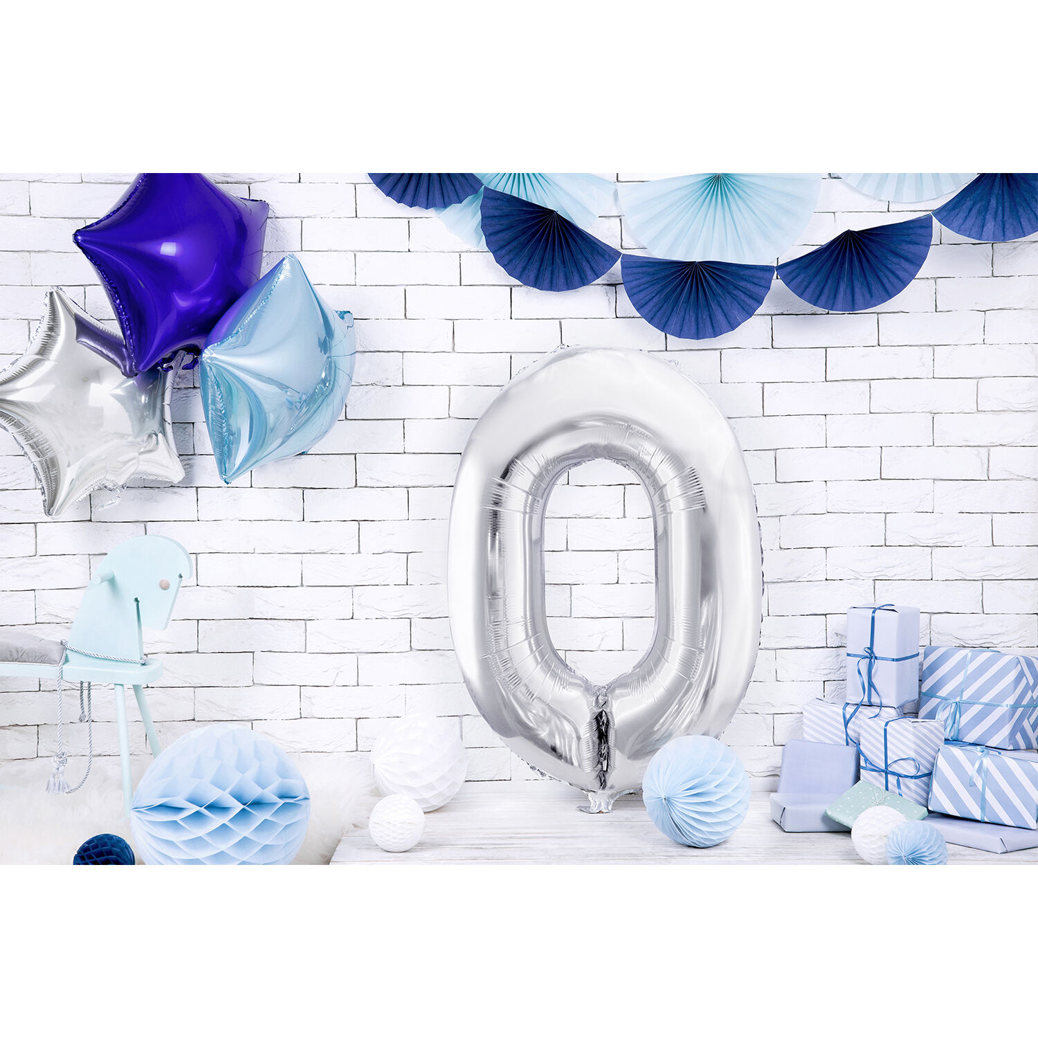 Folienballon Gro� Zahl 0 - 86 cm - Silber Bild 2