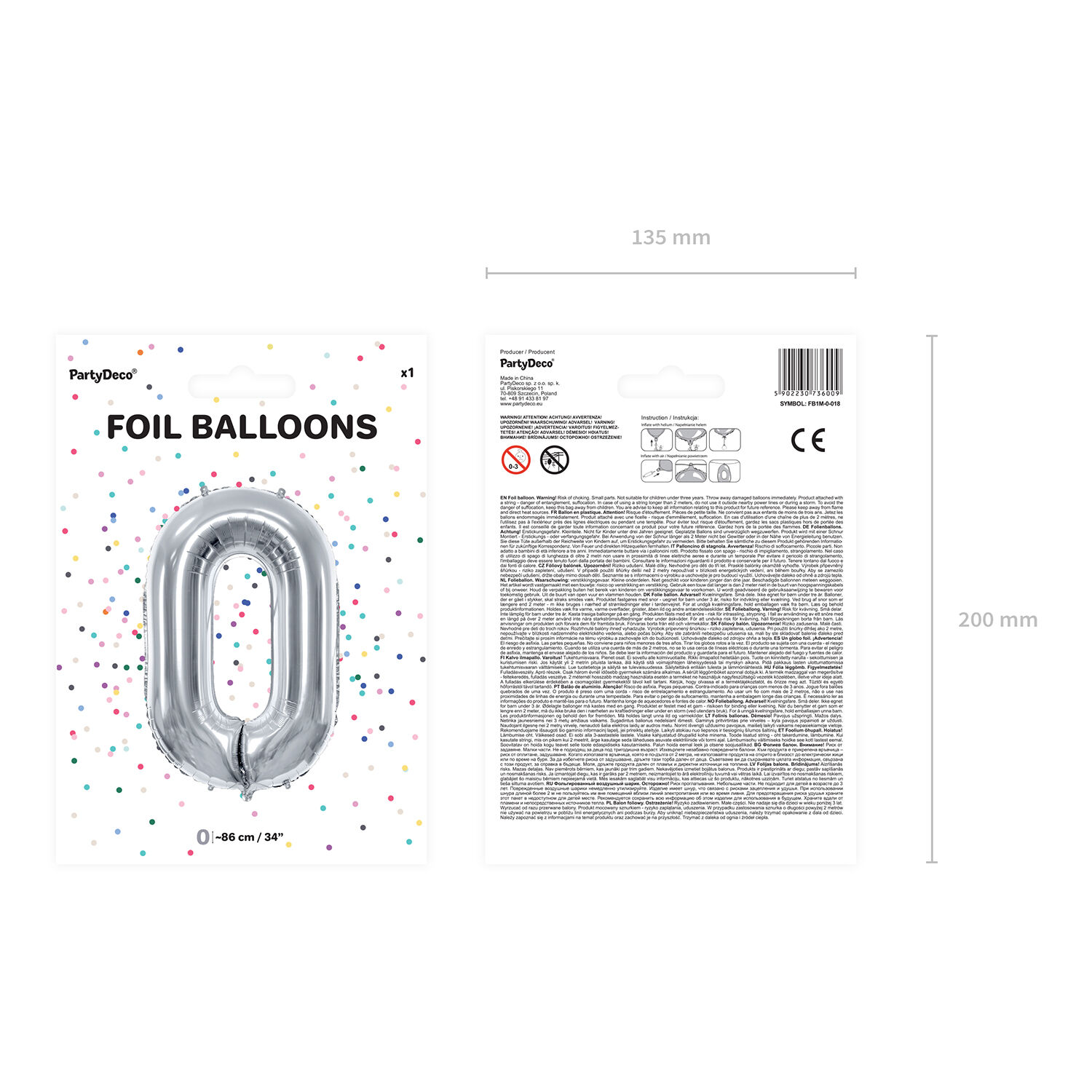Folienballon Gro� Zahl 0 - 86 cm - Silber Bild 3