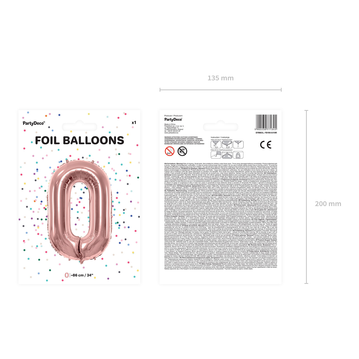 Folienballon Gro� Zahl 0 - 86 cm - Ros�gold Bild 3