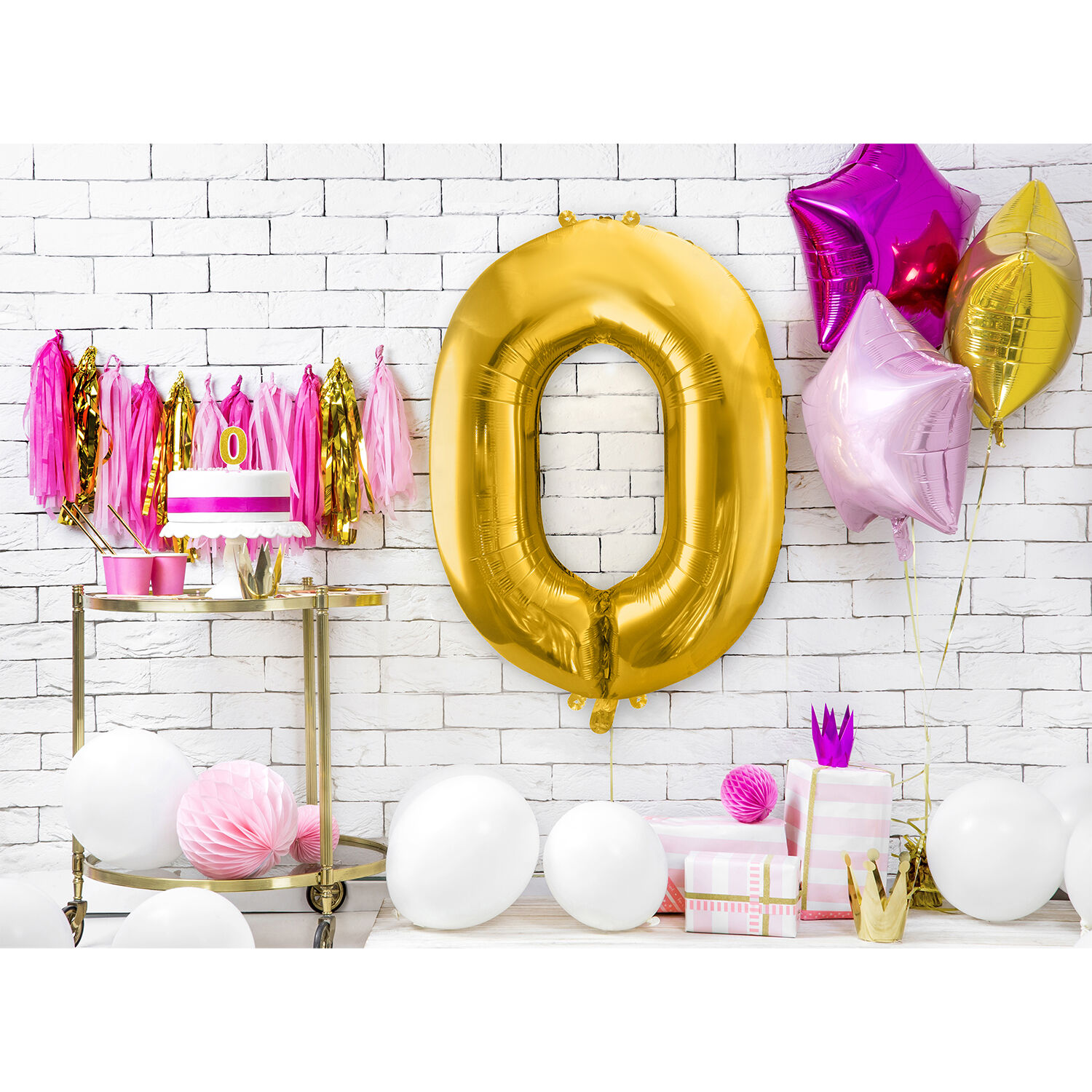 Folienballon Gro� Zahl 0 - 86 cm - Gold Bild 2