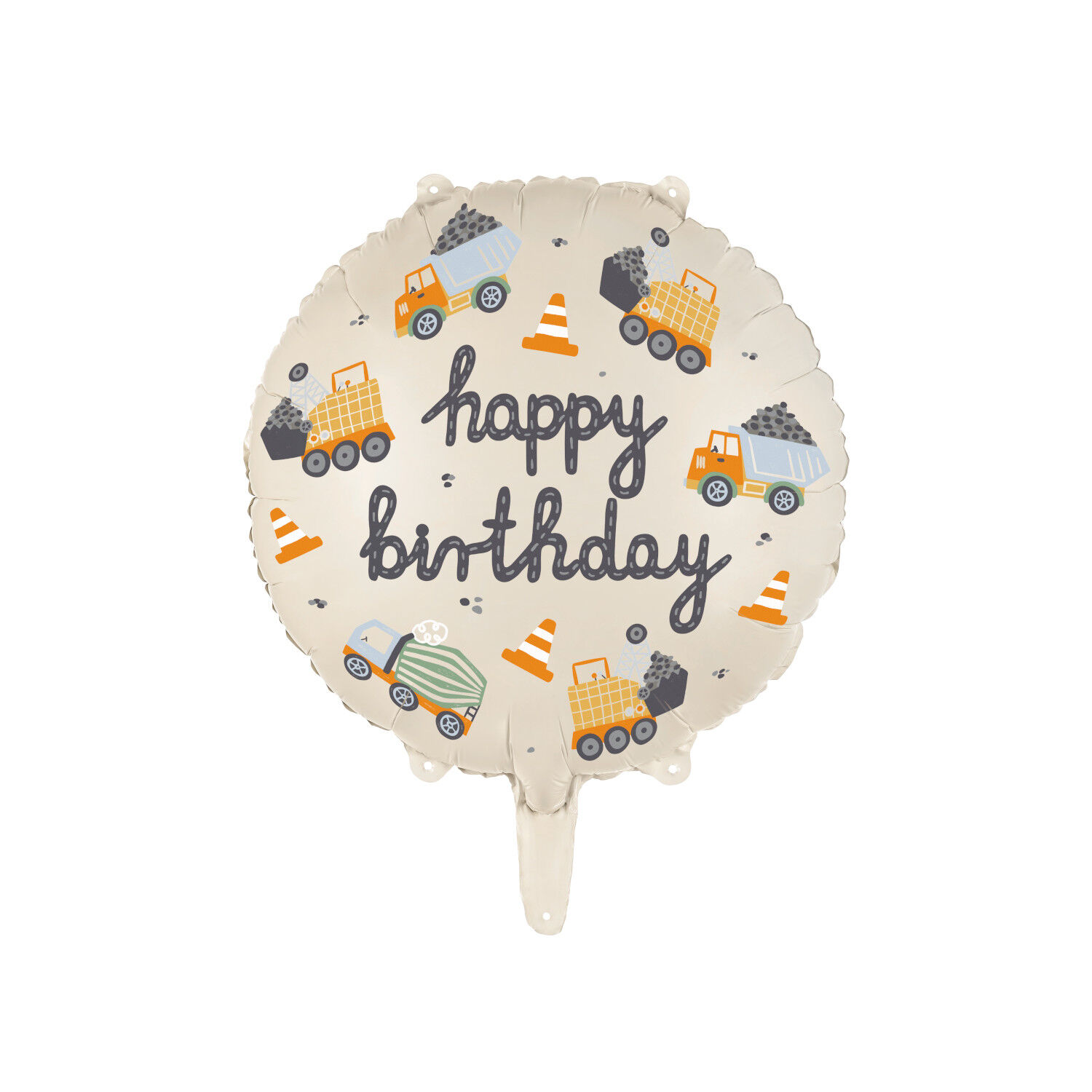 Folienballon Rund Baustellen-Fahrzeuge - 45 cm