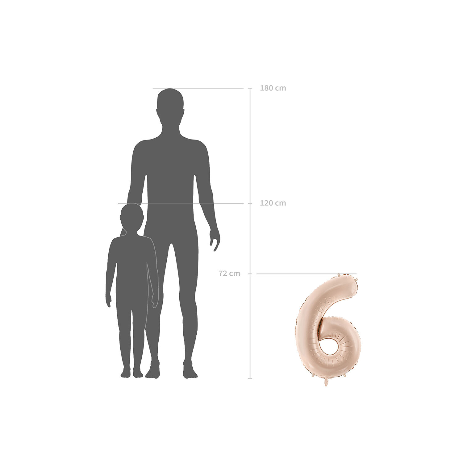 Folienballon Medium Zahl 0 - 72 cm - Beige Bild 3