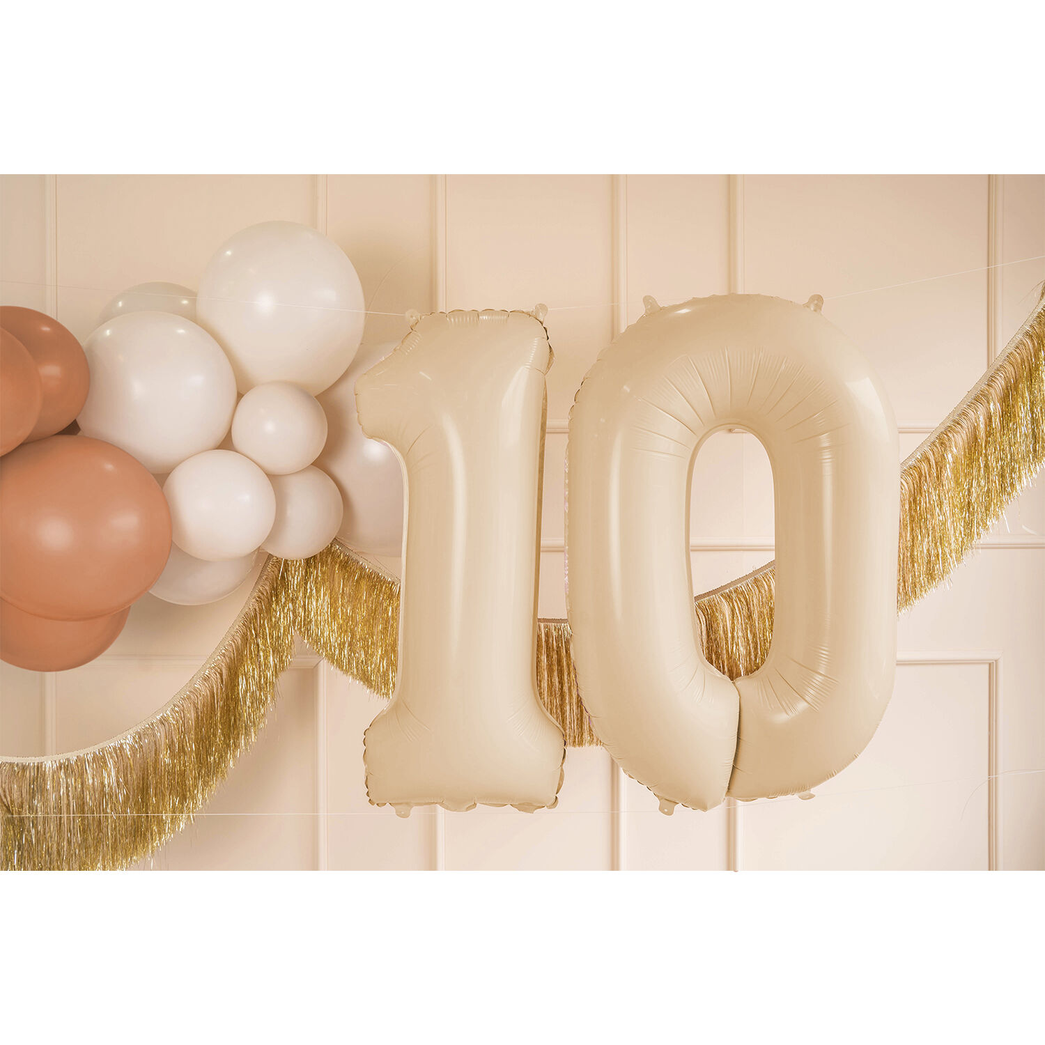 Folienballon Medium Zahl 0 - 72 cm - Beige Bild 2