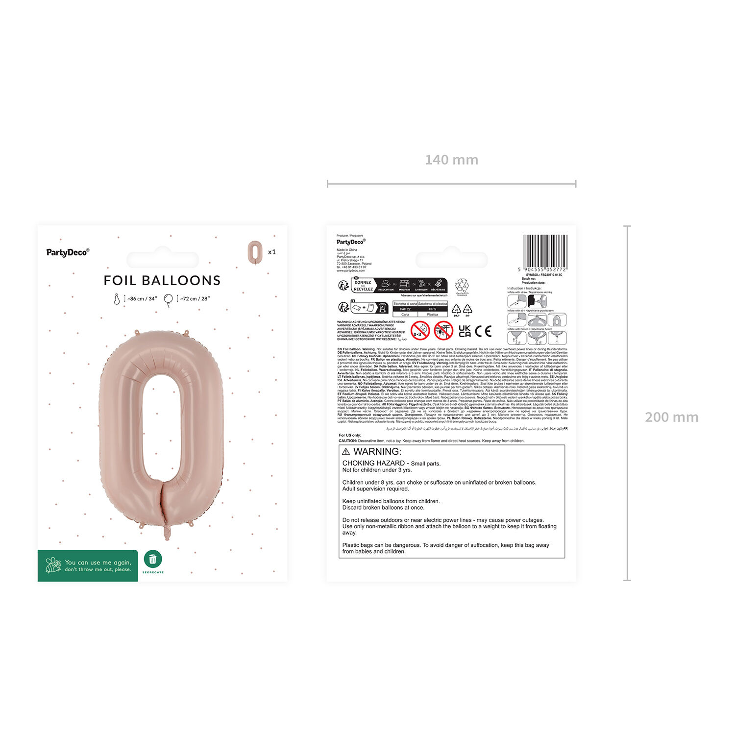 Folienballon Medium Zahl 0 - 72 cm - Dunkelbeige matt Bild 4