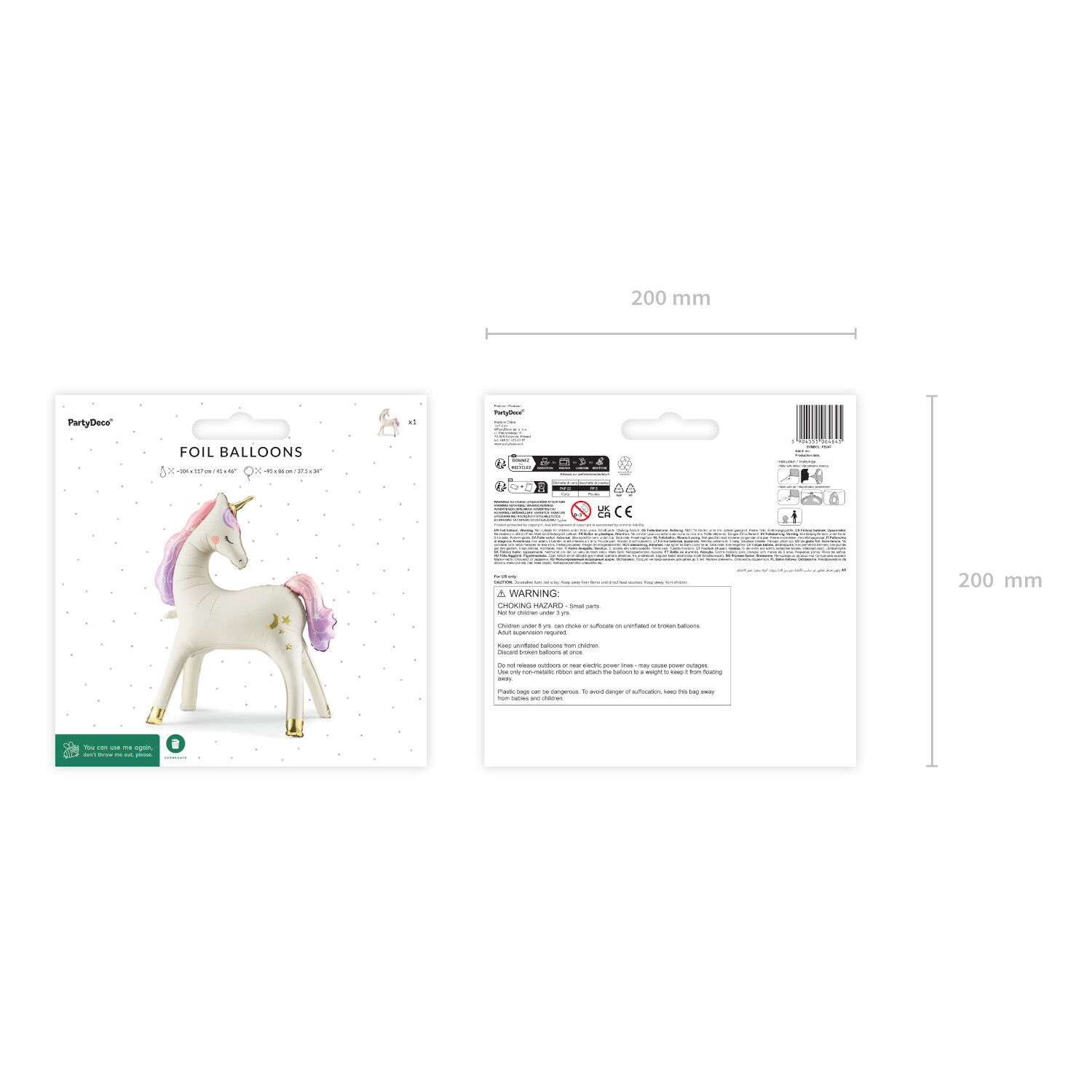 Stehender Folienballon Einhorn - 95 � 86 cm Bild 4