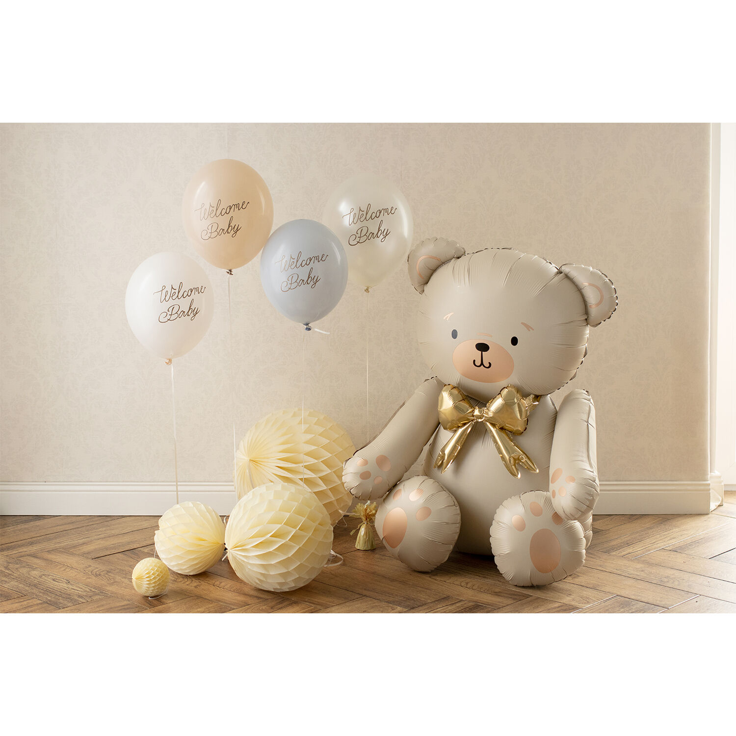 Folienballon Teddyb�r sitzend - 75 � 84 cm - Creme Bild 2