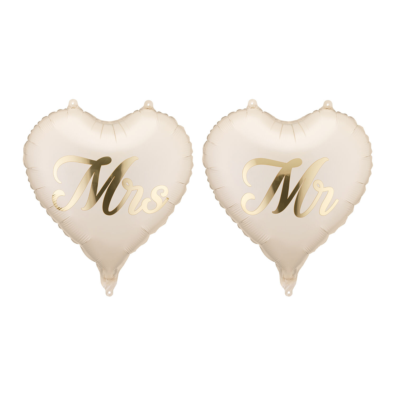 Folienballons Herzen MR und MRS - 45 cm, Cremefarben, Set mit 2 St�ck