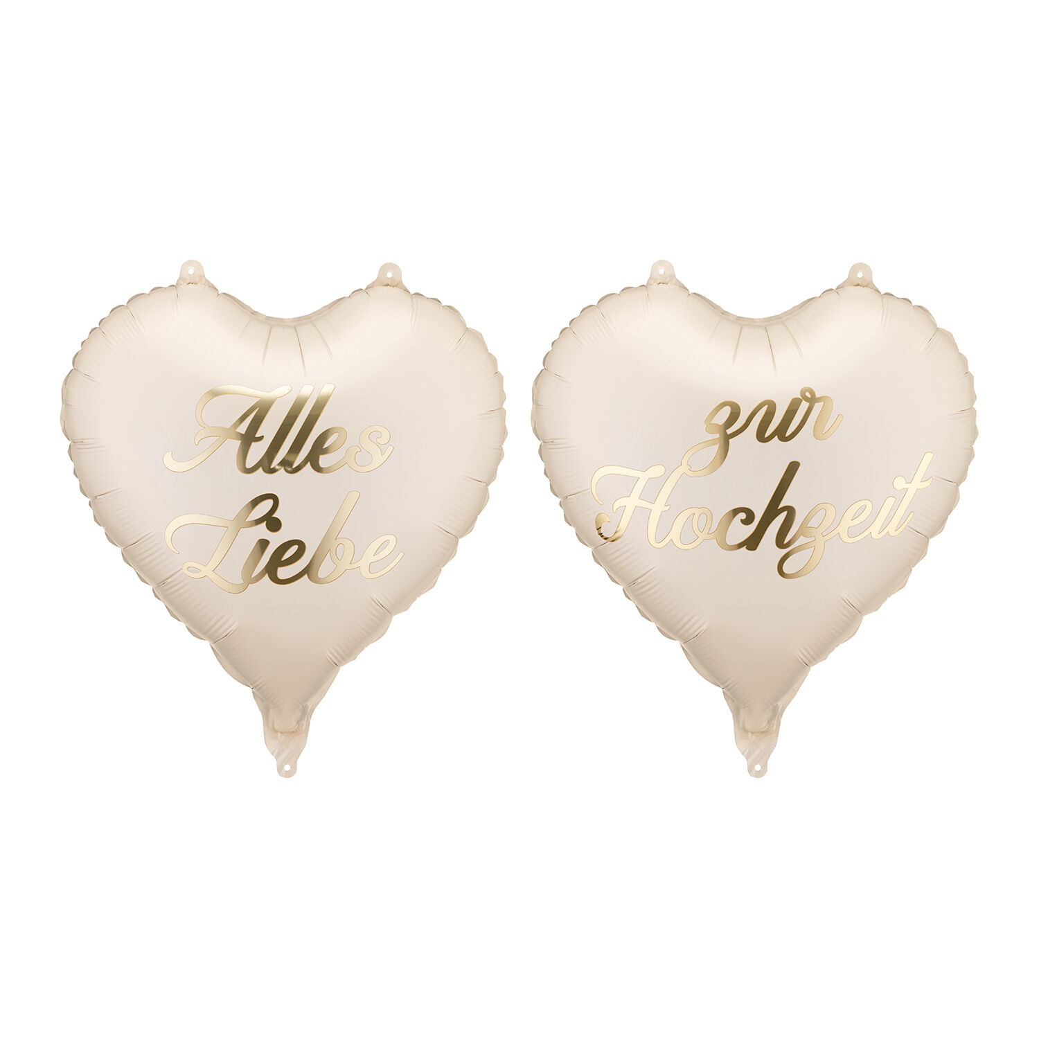 Folienballons Herzen Alles Liebe zur Hochzeit - 45 cm, Cremefarben, Set mit 2 St�ck