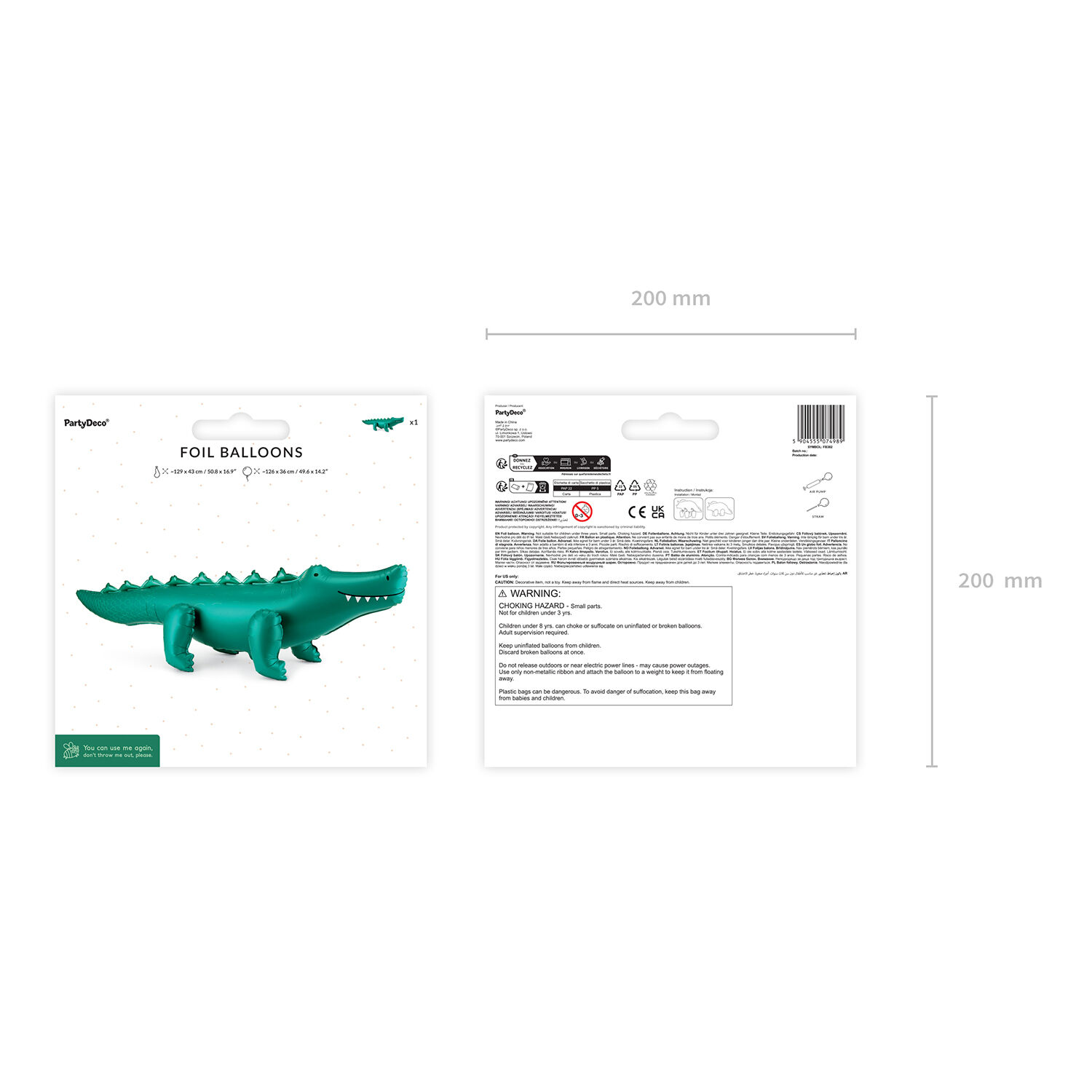 Stehender Folienballon Krokodil - 126 � 36 cm, Gr�n Bild 4