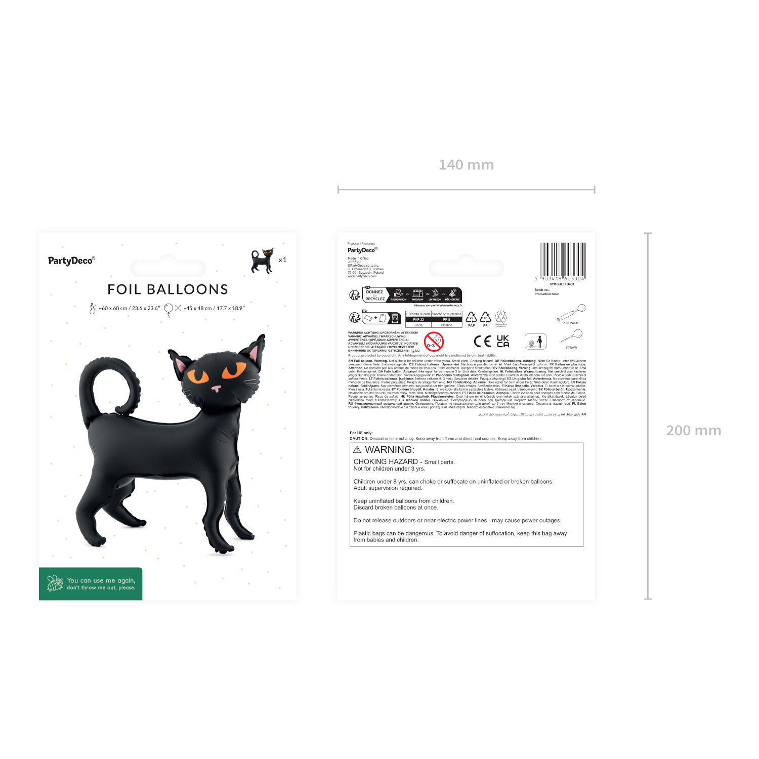 Stehender Folienballon Katze, 45x48 cm, schwarz Bild 4