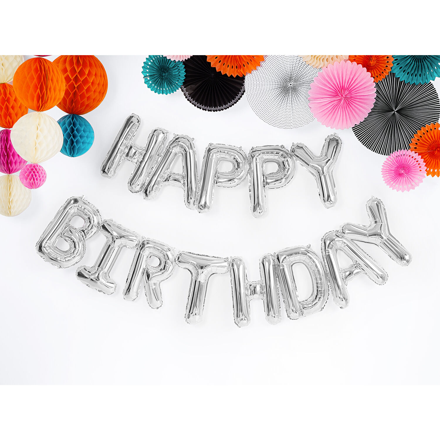 Folienballon Schriftzug Happy Birthday / Geburtstag - 340 � 35 cm - Silber Bild 2