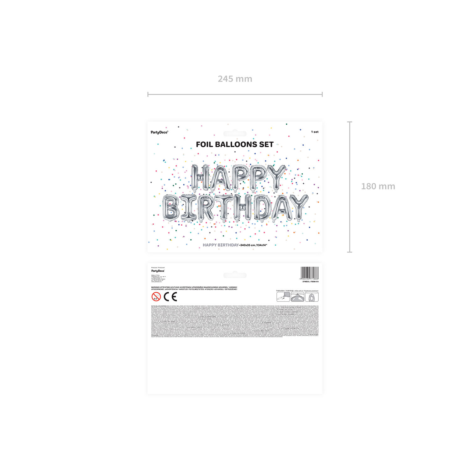 Folienballon Schriftzug Happy Birthday / Geburtstag - 340 � 35 cm - Silber Bild 3