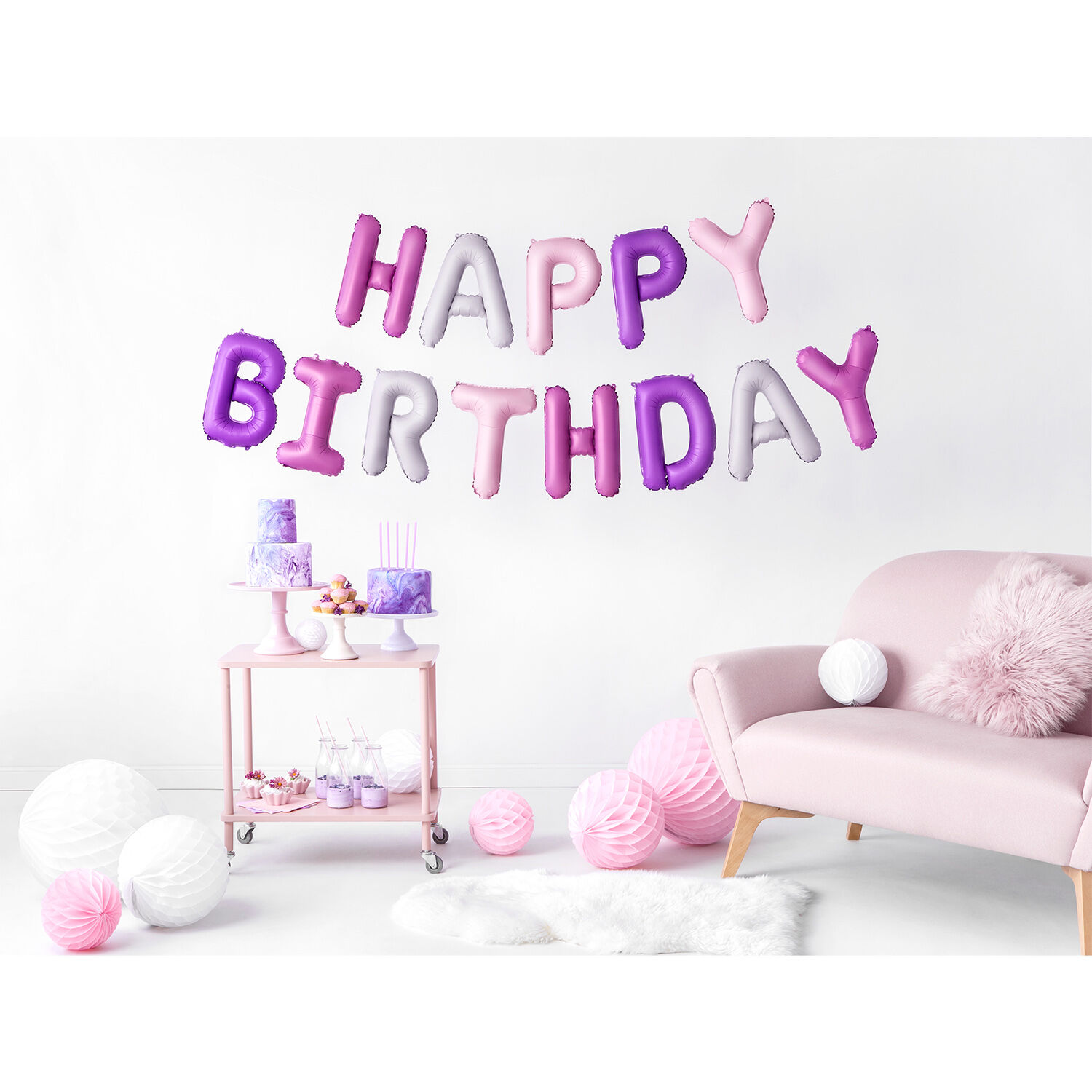 Folienballon Schriftzug Happy Birthday / Geburtstag - 340 � 35 cm - Farbig sortiert Bild 2
