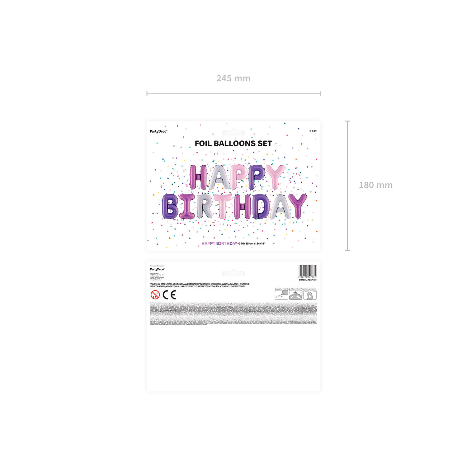 Folienballon Schriftzug Happy Birthday / Geburtstag - 340 � 35 cm - Farbig sortiert Bild 3