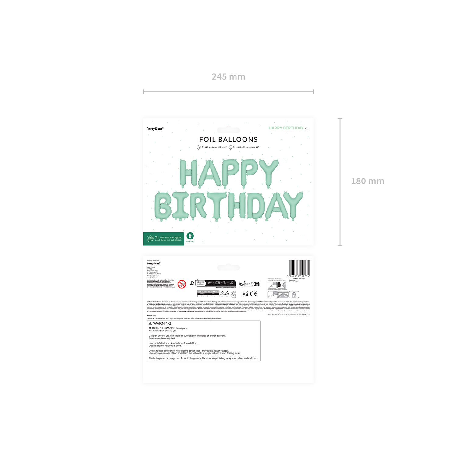Folienballon Schriftzug Happy Birthday / Geburtstag - 340 � 35 cm - Gr�n Bild 3