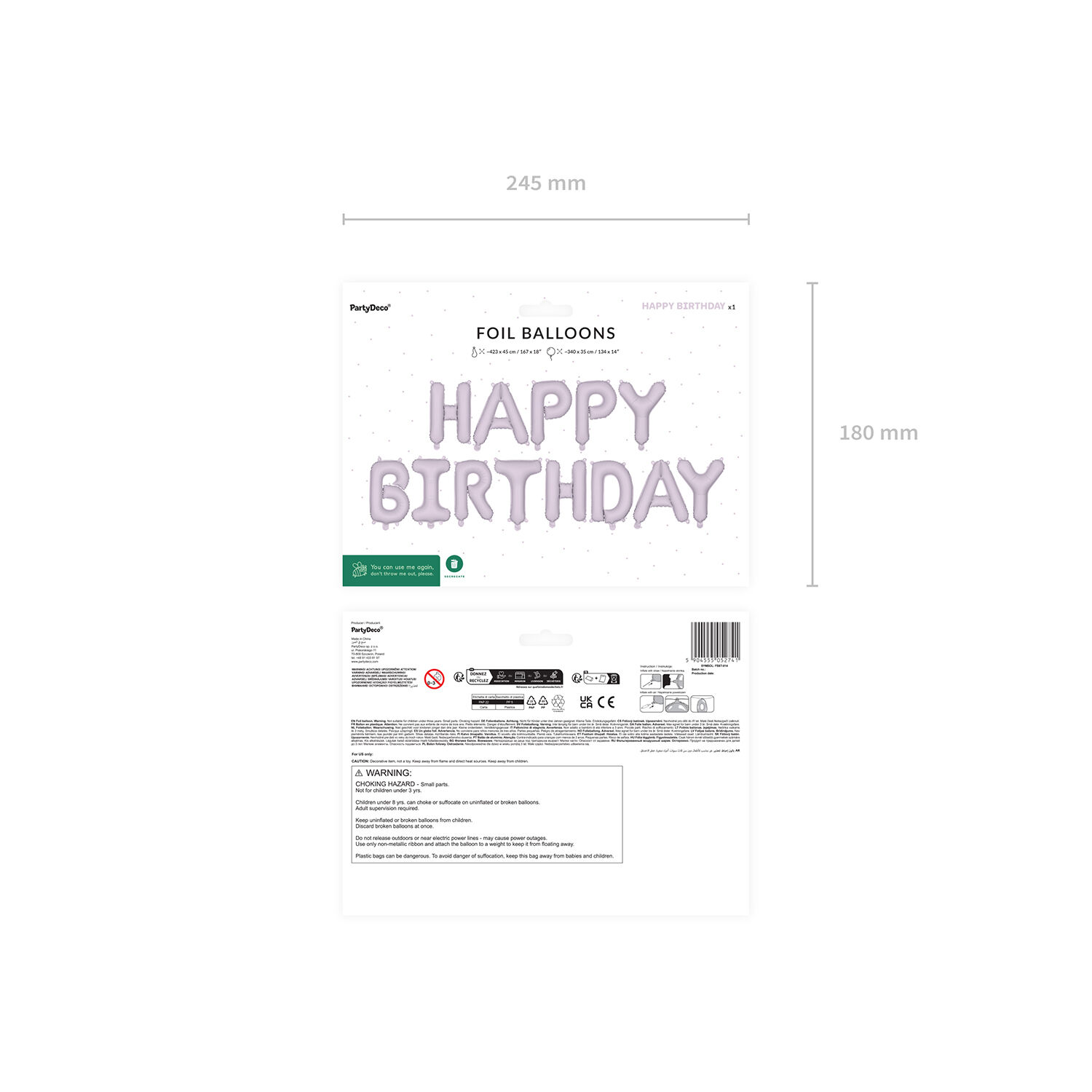 Folienballon Schriftzug Happy Birthday / Geburtstag - 340 � 35 cm - Lila Bild 3