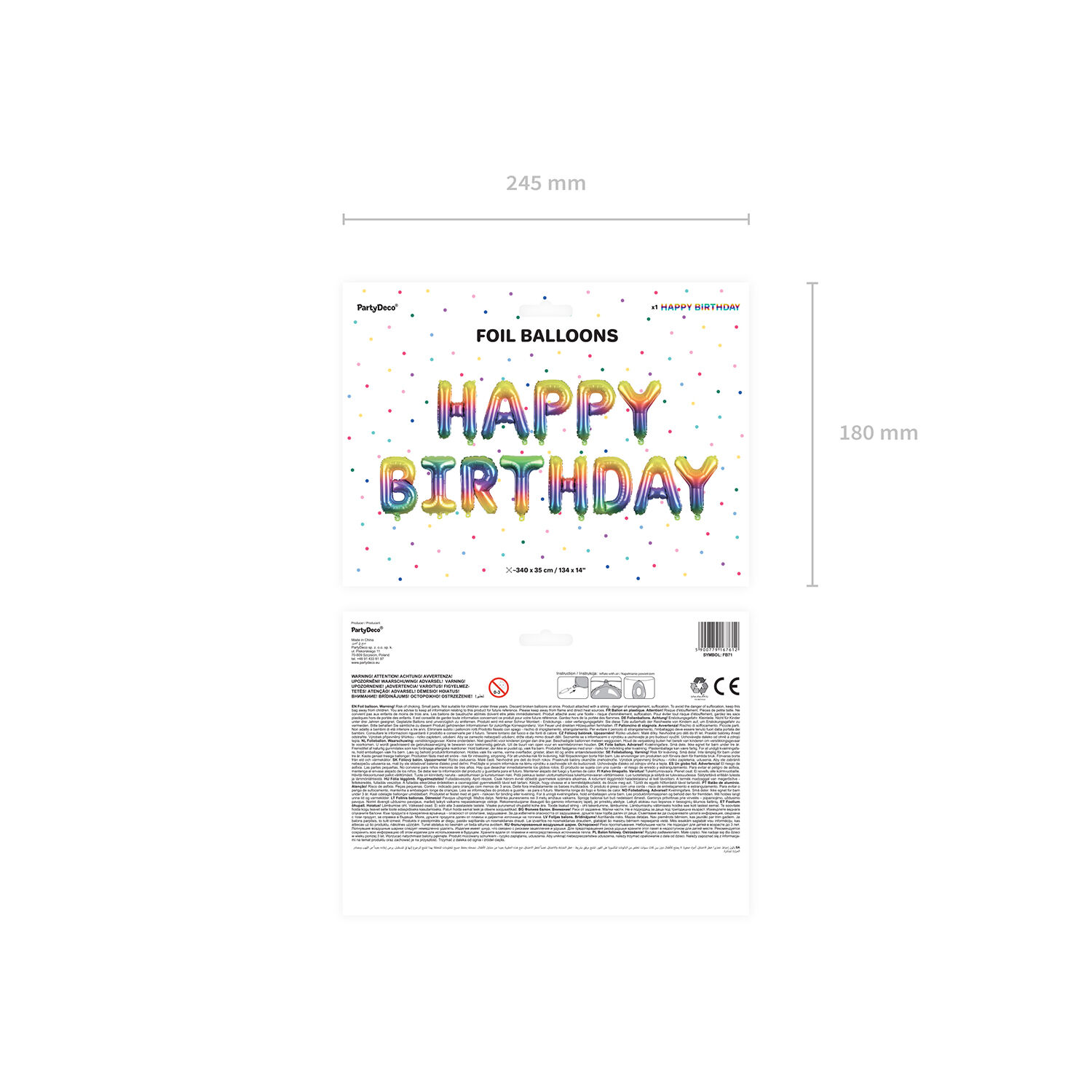 Folienballon Schriftzug Happy Birthday / Geburtstag - 340 � 35 cm - Regenbogen Bild 3